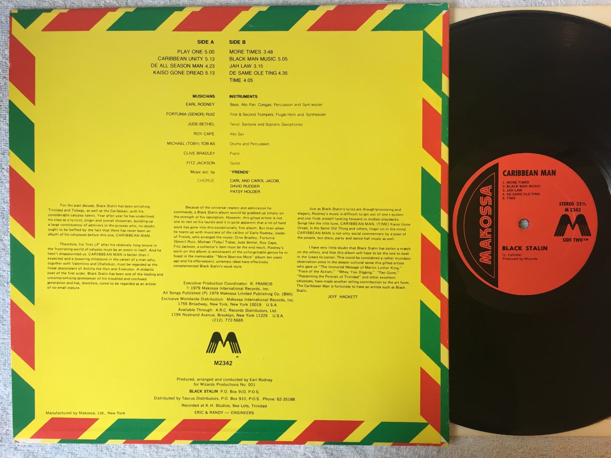 Omslagsbild för skivan BLACK STALIN caribbean man LP -79 US MAKOSSA M2342