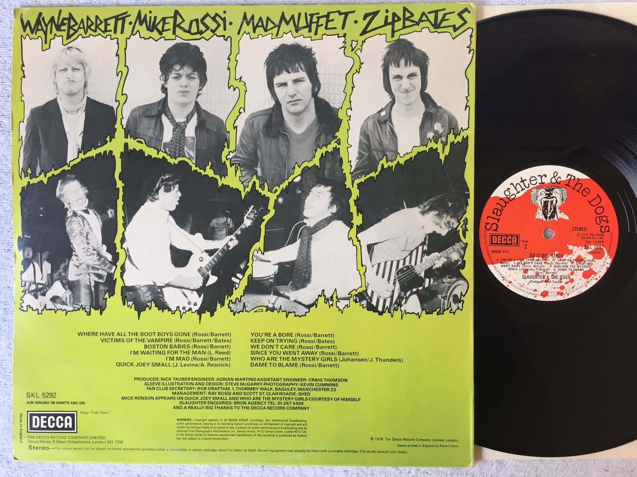 Omslagsbild för skivan SLAUGHTER & THE DOGS do it dog style LP -78 UK DECCA SKL 5292 PUNK