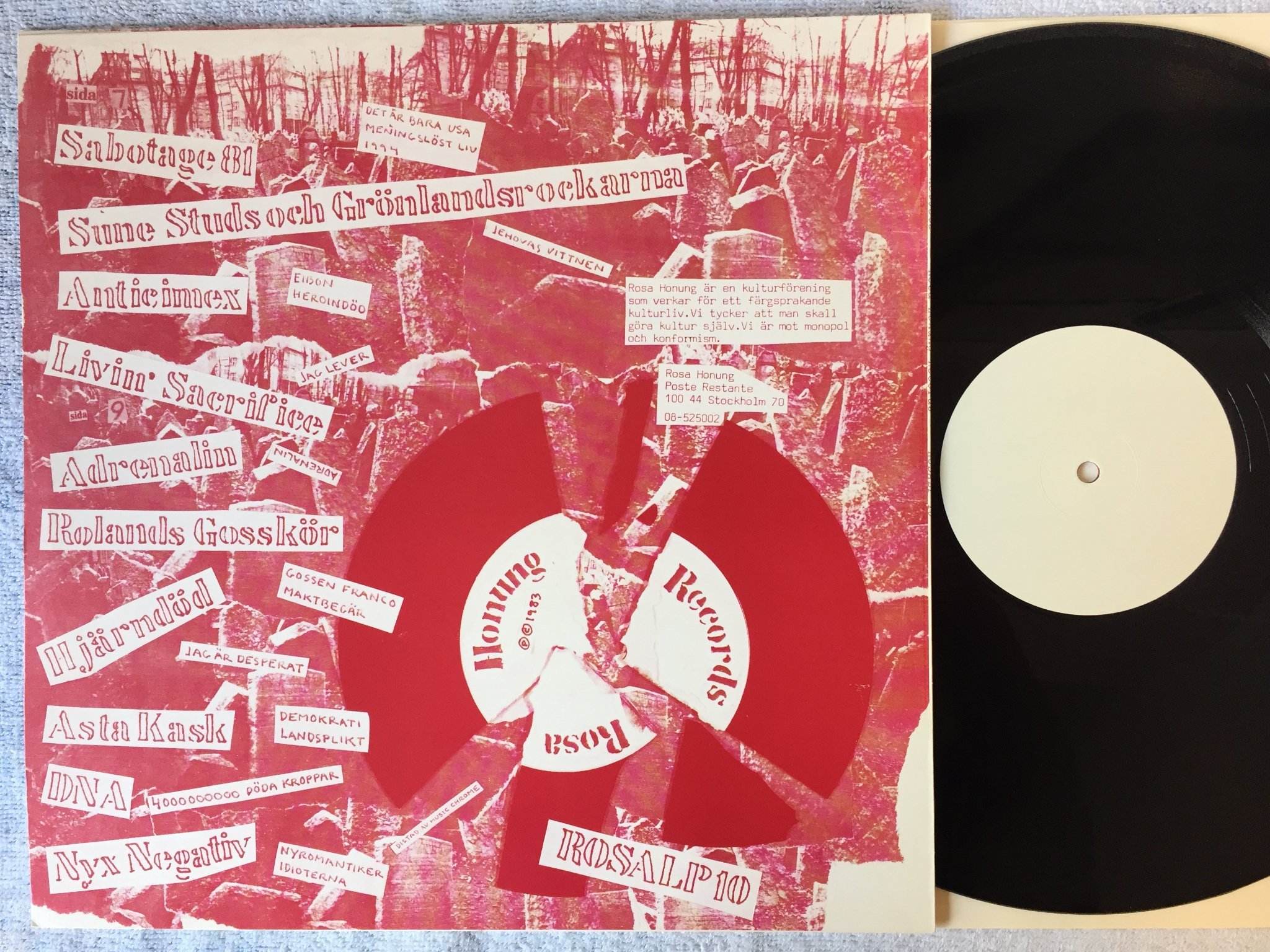 Omslagsbild för skivan V/A Vägra För Helvete LP -83 white / red label ROSA HONUNG punk