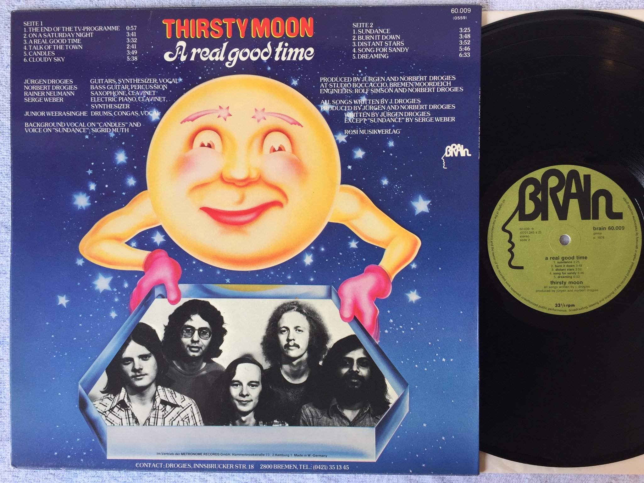 Omslagsbild för skivan THIRSTY MOON a real good time LP -76 Ger BRAIN 60009 kraut