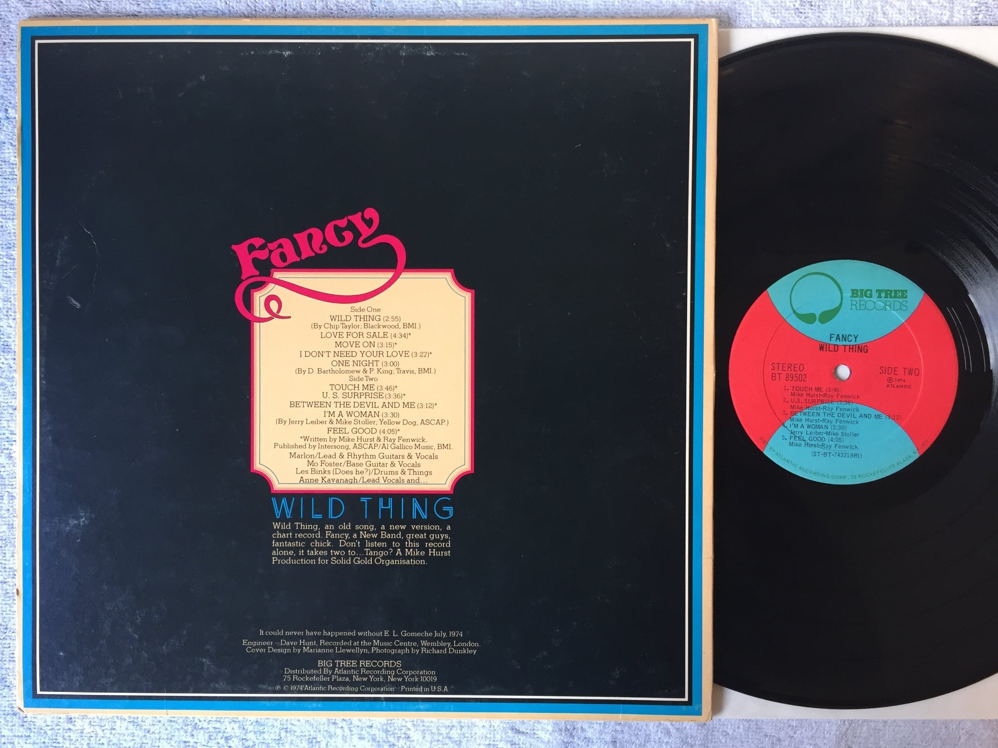 Omslagsbild för skivan FANCY wild thing LP -74 US ATLANTIC BT 89502