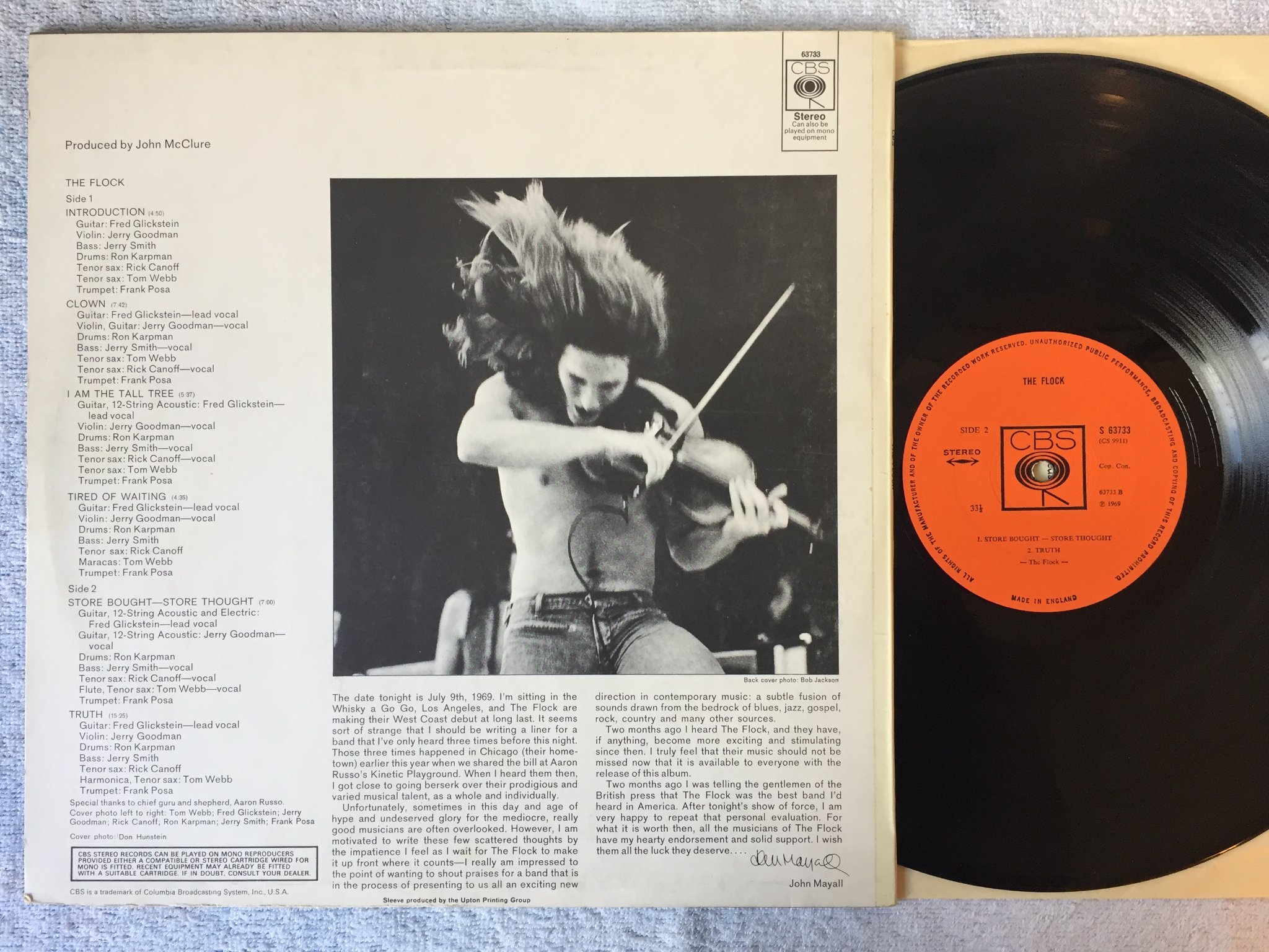 Omslagsbild för skivan THE FLOCK s/t LP -69 UK boxed CBS s 63733 