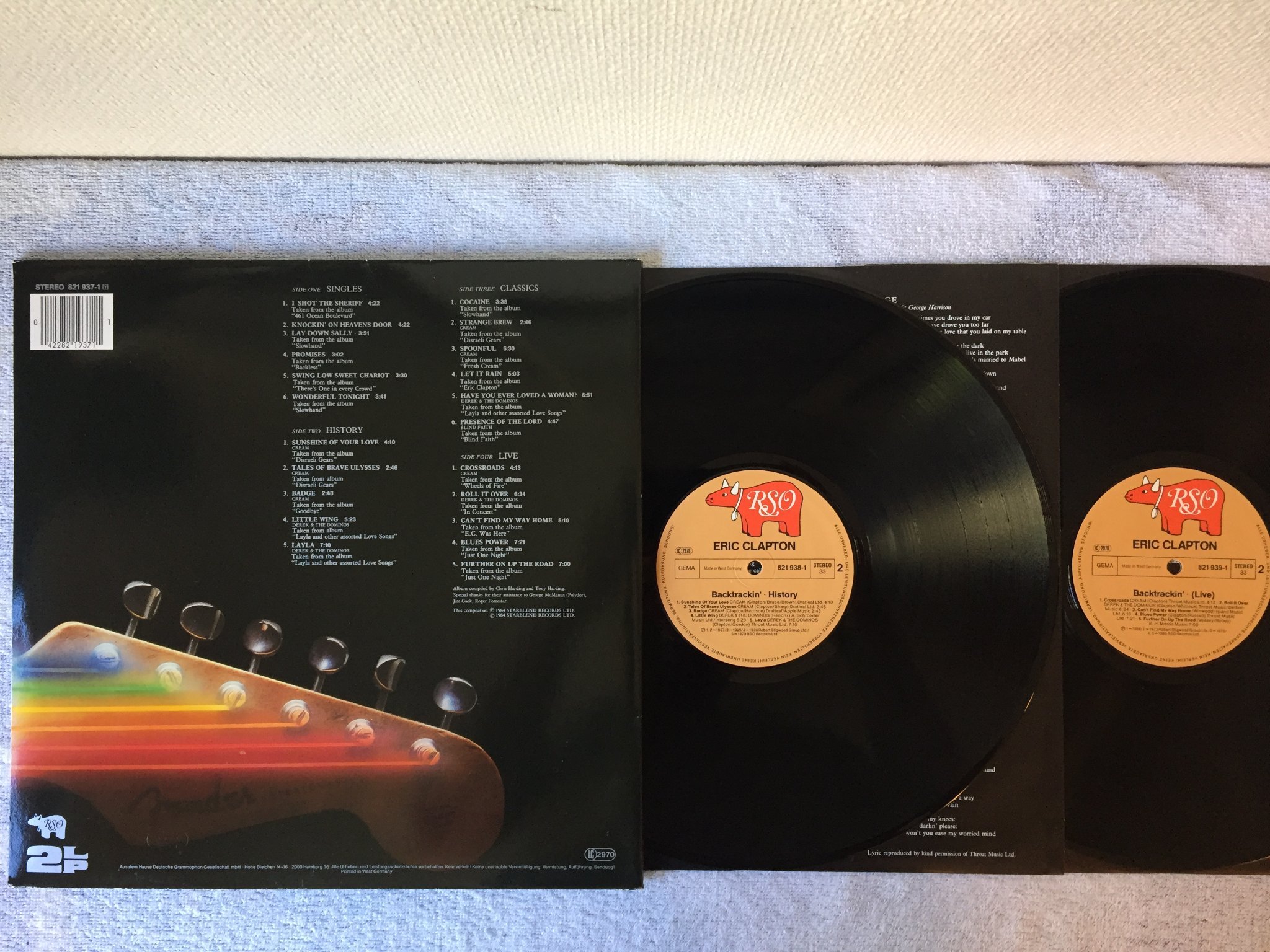 Omslagsbild för skivan ERIC CLAPTON backtrackin' history 2xLP Ger RSO 821 938-1