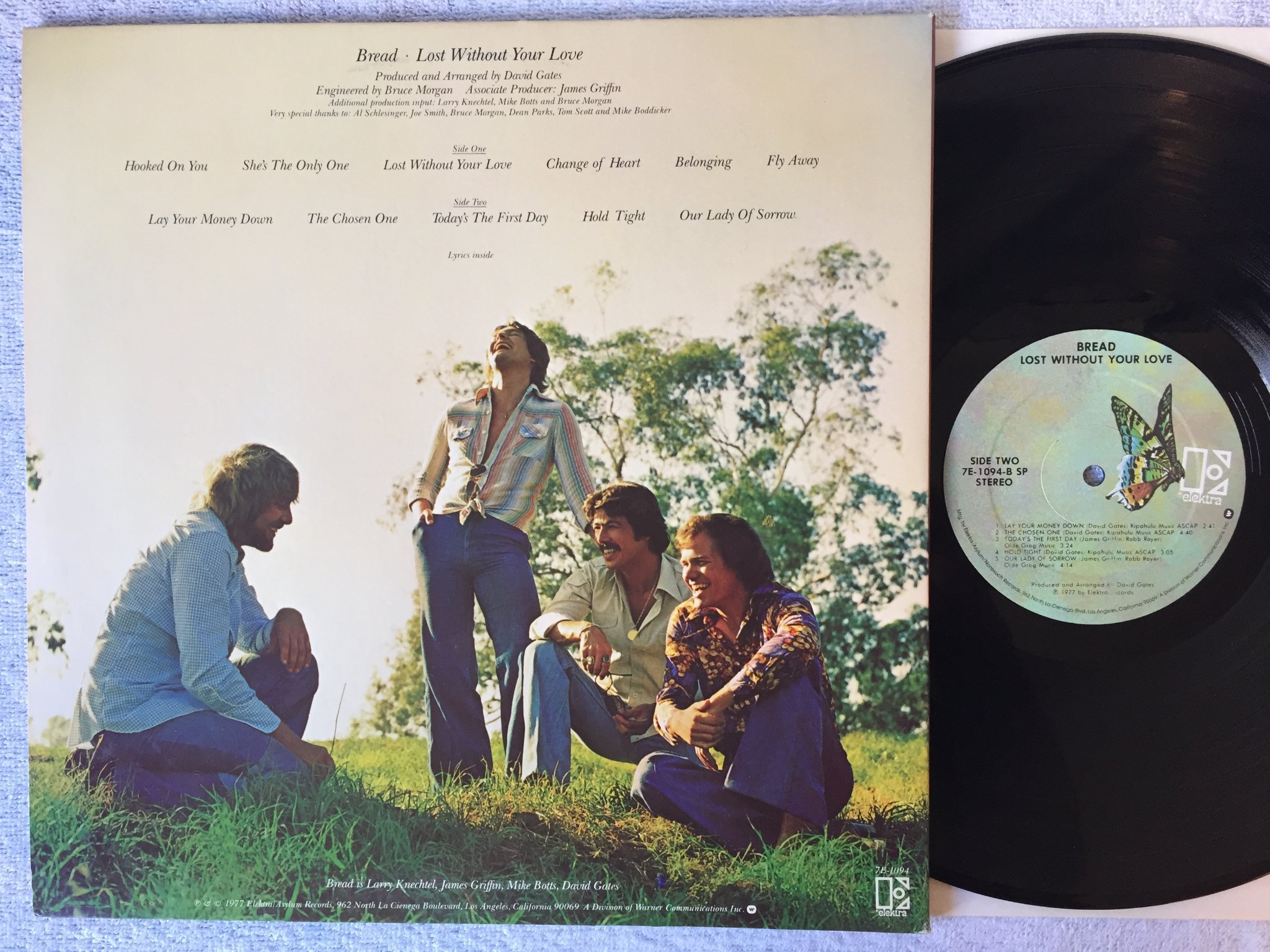 Omslagsbild för skivan BREAD lost without your love LP -77 US ELEKTRA 7E 1094 SP