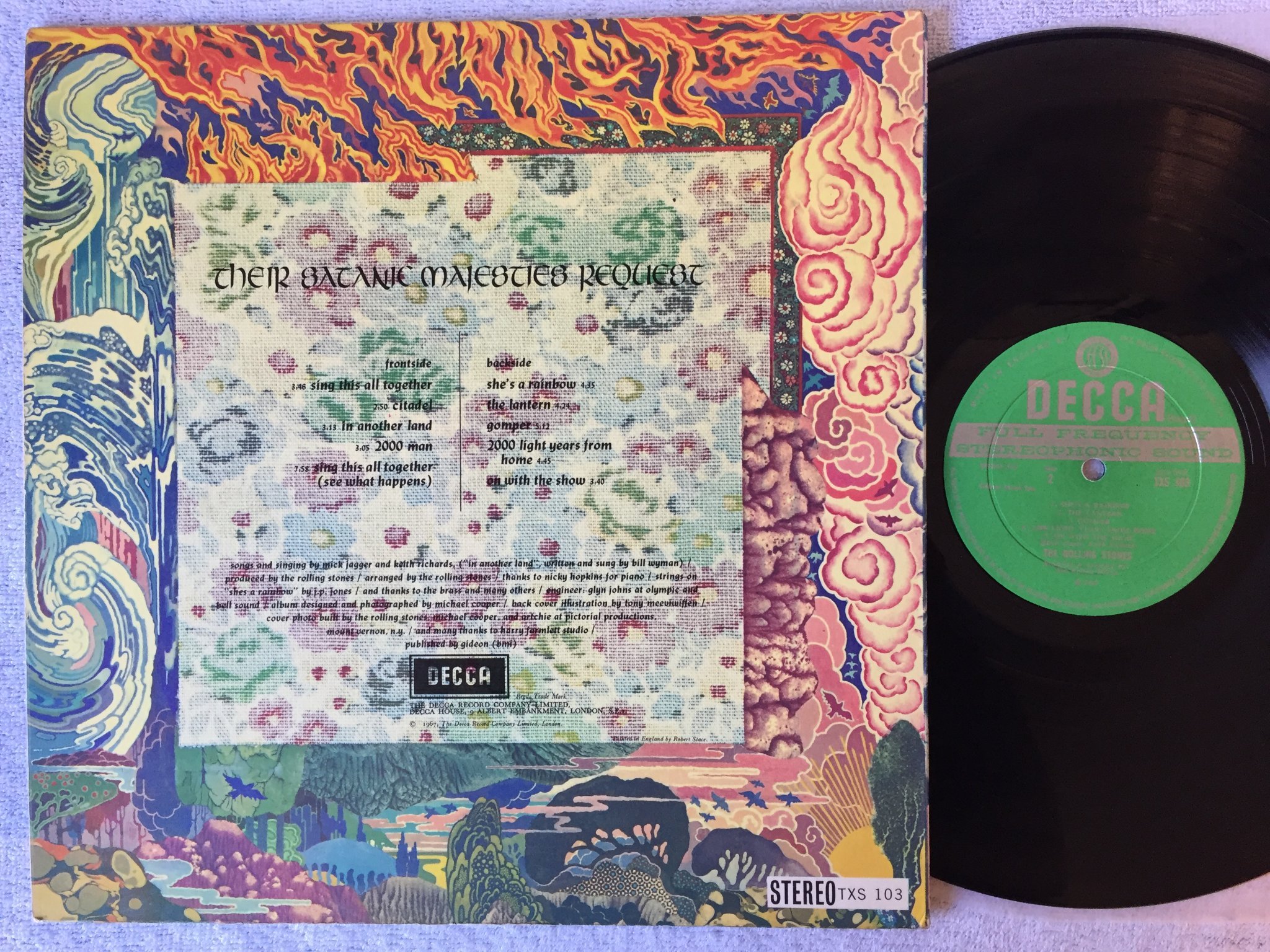 Omslagsbild för skivan THE ROLLING STONES their satanic majesties request LP -67 UK DECCA TXS 103 Lenti