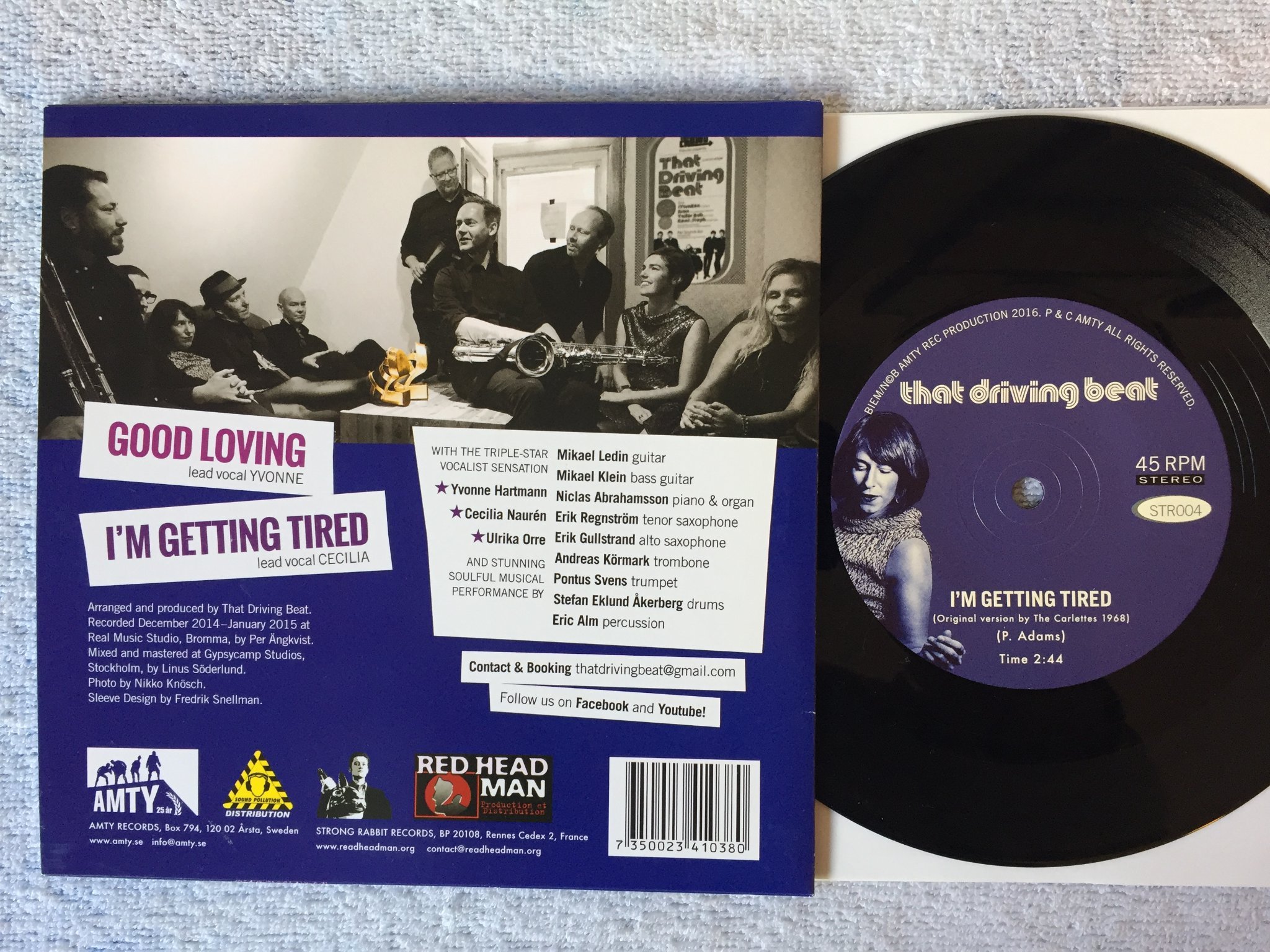 Omslagsbild för skivan THAT DRIVING BEAT good loving 7"single 2016 Swe STRONG RABBIT STR004 soul