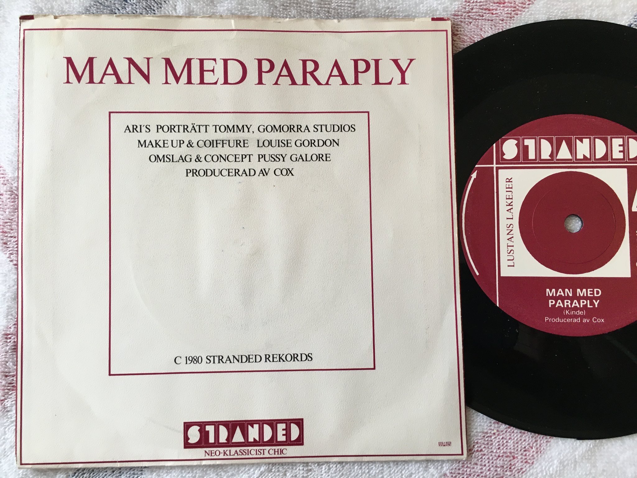 Omslagsbild för skivan LUSTANS LAKEJER kärlekens nöjen 7"single -80 Swe STRANDED REK 006 synth pop 