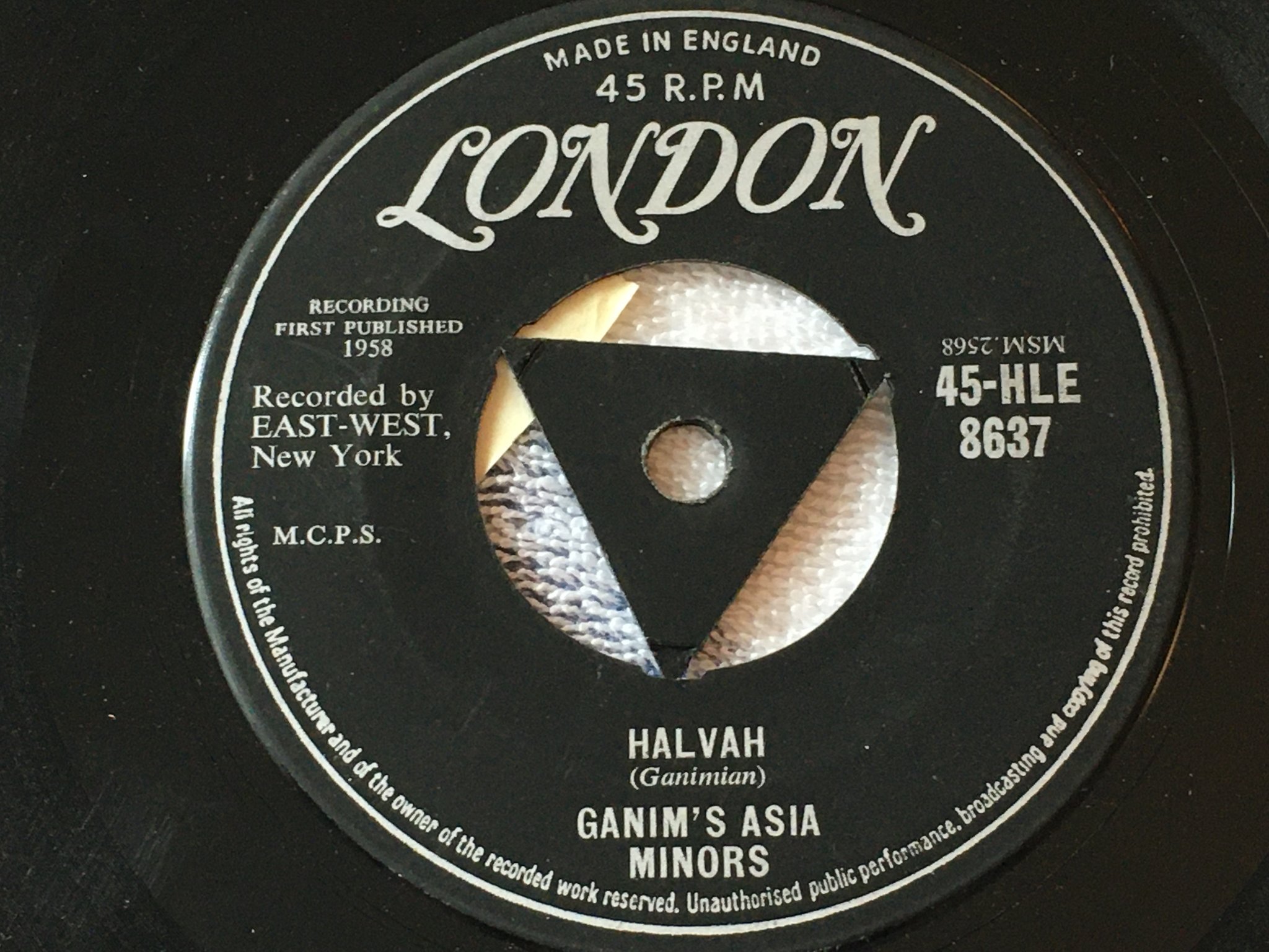 Omslagsbild för skivan GANIM'S ASIA MINORS daddy lolo 45 -58 UK LONDON 45-HLE 8637 VERY RARE ! ! 