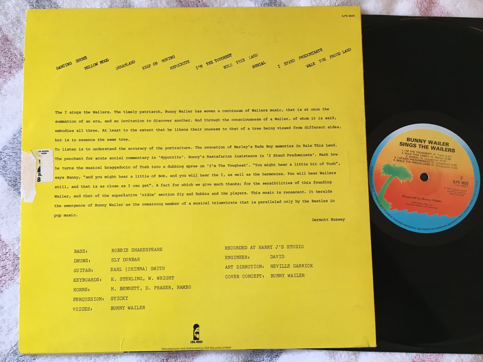 Omslagsbild för skivan BUNNY WAILER sings the Wailers LP -81 UK ISLAND ILPS 9629