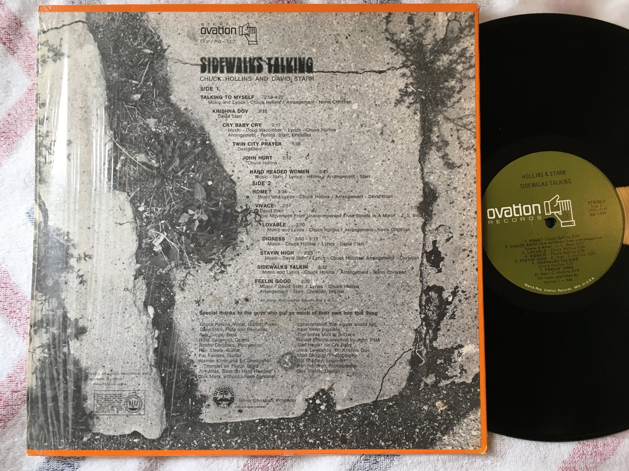 Omslagsbild för skivan HOLLINS AND STARR sidewalks talking LP -70 US OVATION OV-1407 psych rock