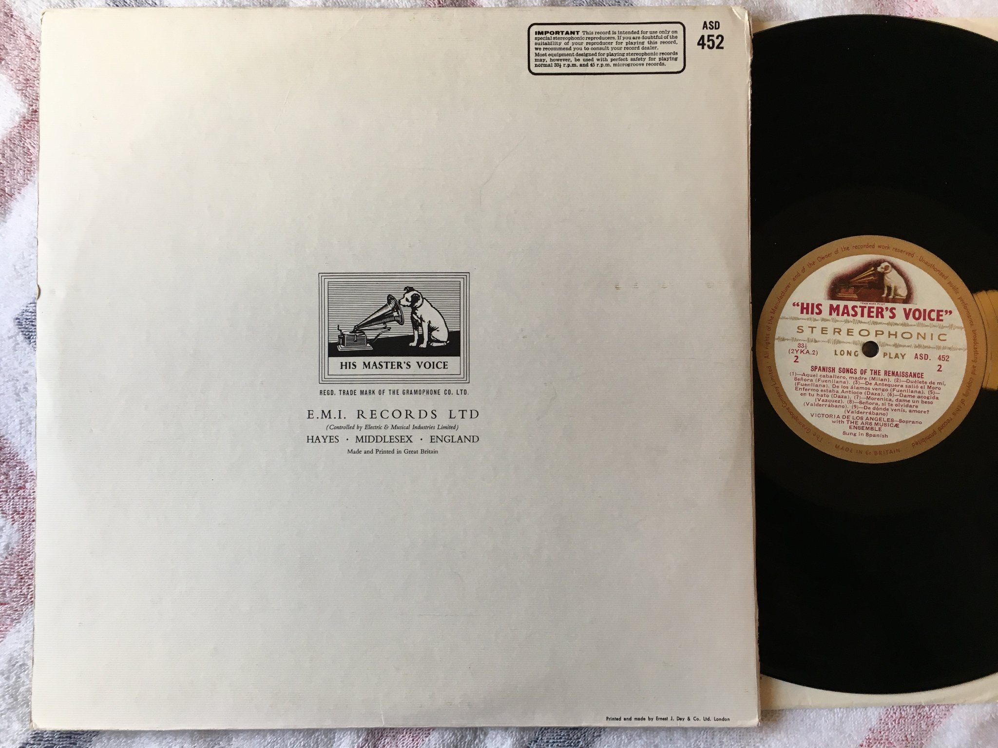 Omslagsbild för skivan VICTORIA DE LOS ANGELES spanish songs of the renaissance LP UK HIS MASTER'S VOIC