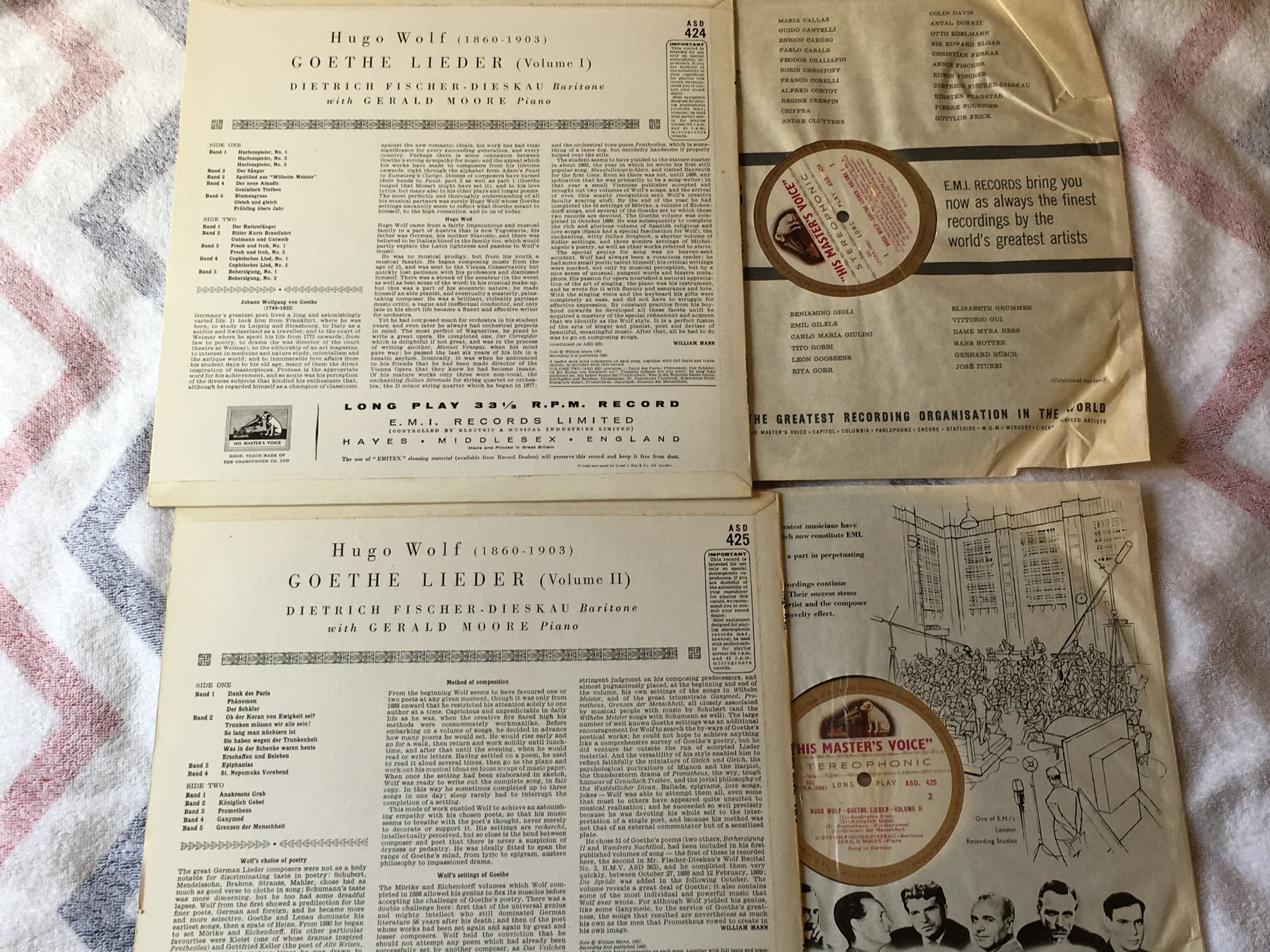 Omslagsbild för skivan MOORE & FISCHER-DIESKAU Hugo Wolf: goethe lieder 2xLP HMV ASD 424/5