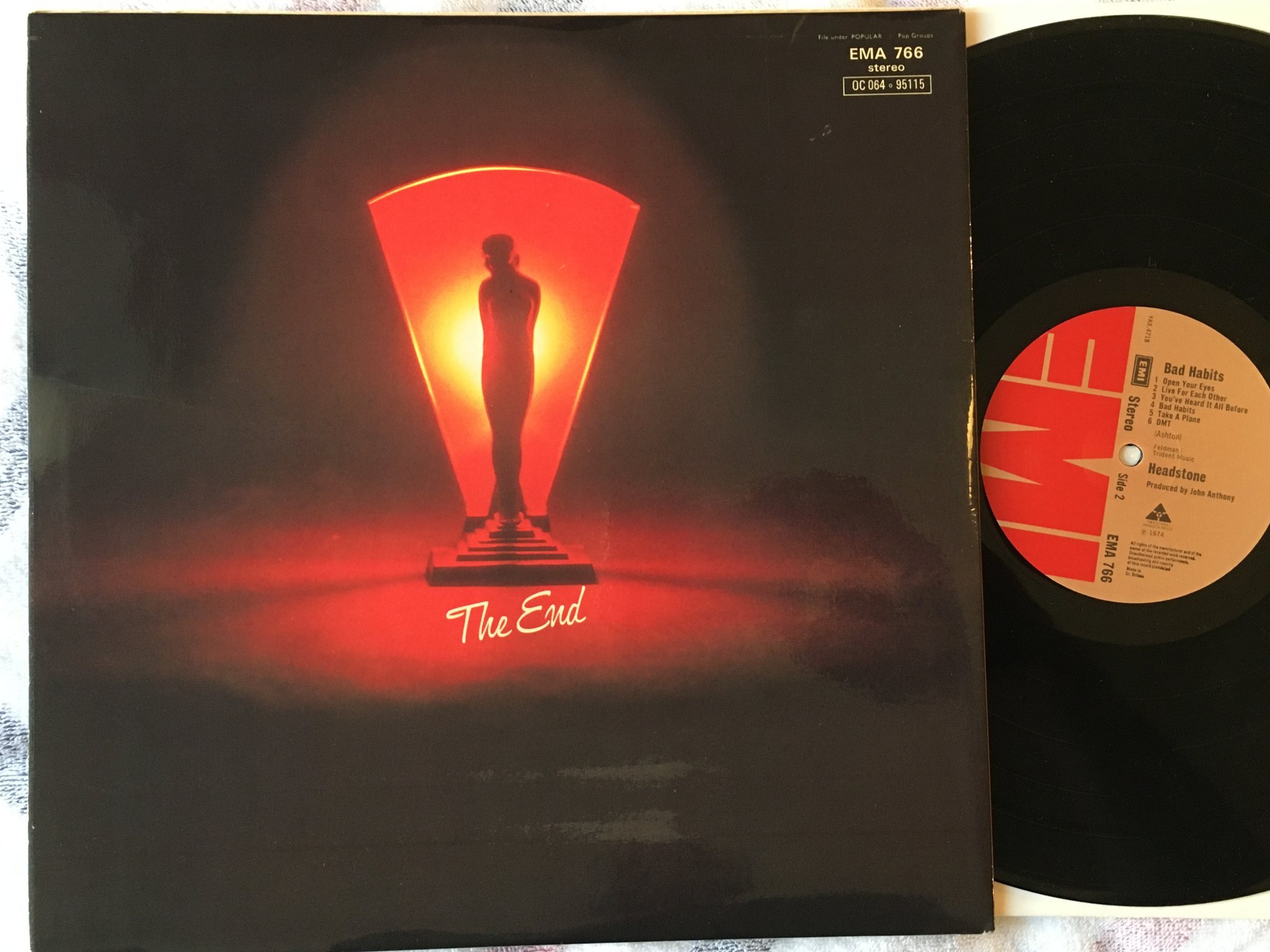 Omslagsbild för skivan HEADSTONE bad habits LP -74 UK EMI EMA 766 soft rock