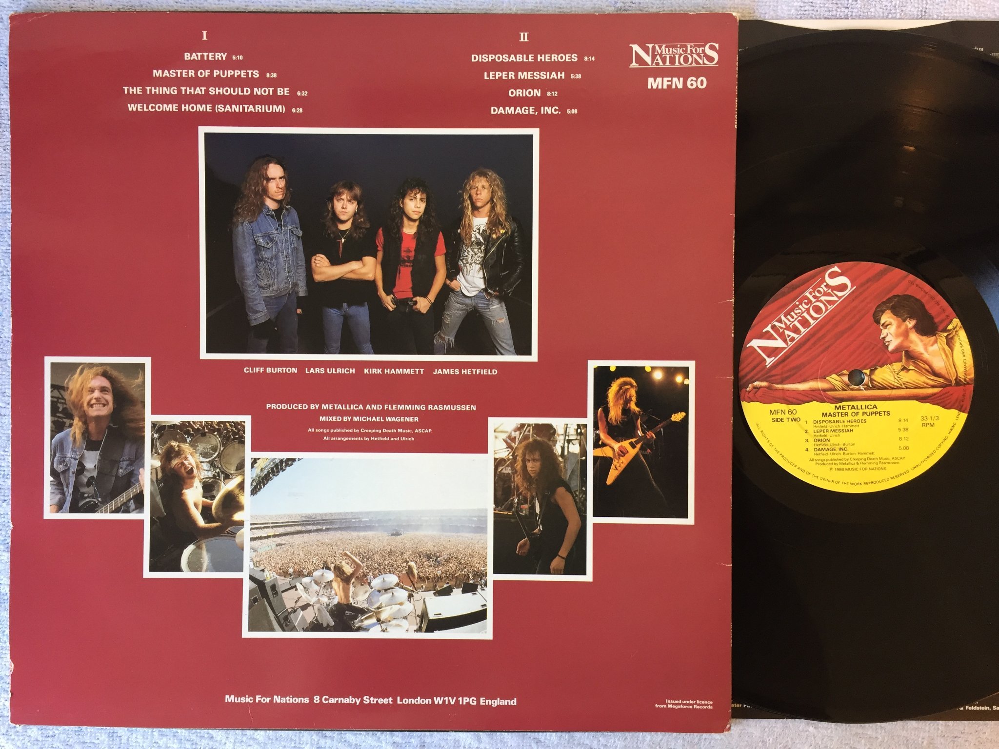 Omslagsbild för skivan METALLICA master of puppets LP -86 MUSIC FOR NATIONS MFN 60