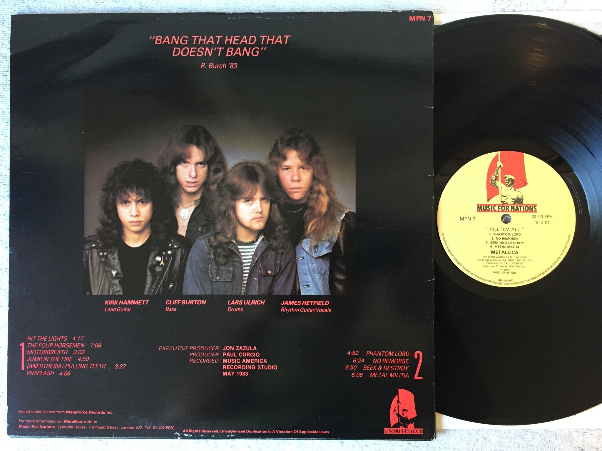 Omslagsbild för skivan METALLICA kill em all LP -83 MUSIC FOR NATIONS MFN 7