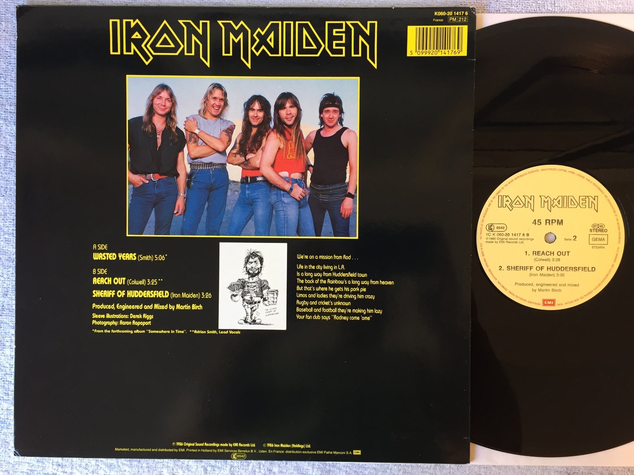 Omslagsbild för skivan IRON MAIDEN wasted years 12"single -86 EMI 1C K 060-2014176