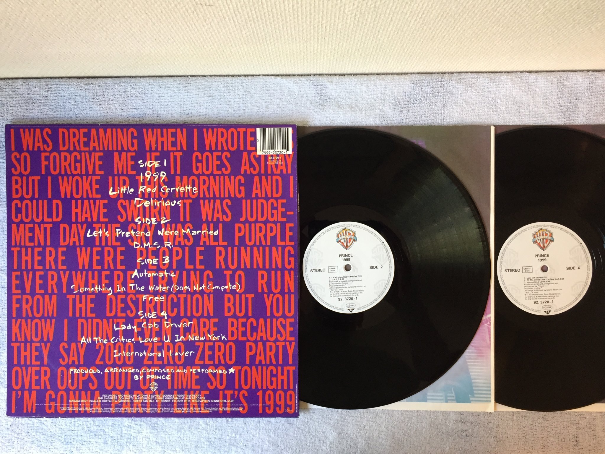 Omslagsbild för skivan PRINCE 1999 2xLP -82 WARNER BROS 923720-1