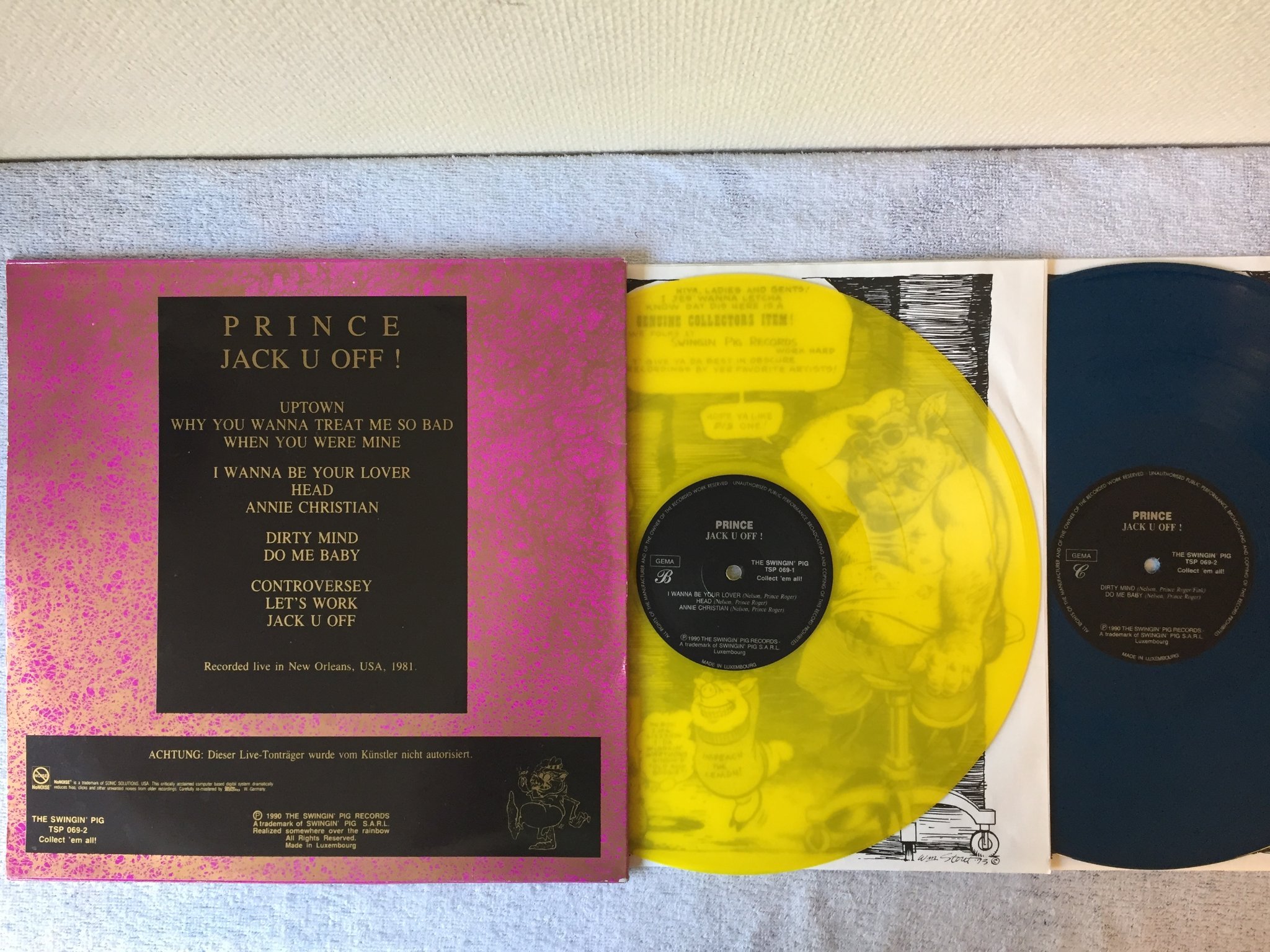 Omslagsbild för skivan PRINCE jack u off 2xLP -90 gul & blå vinyl