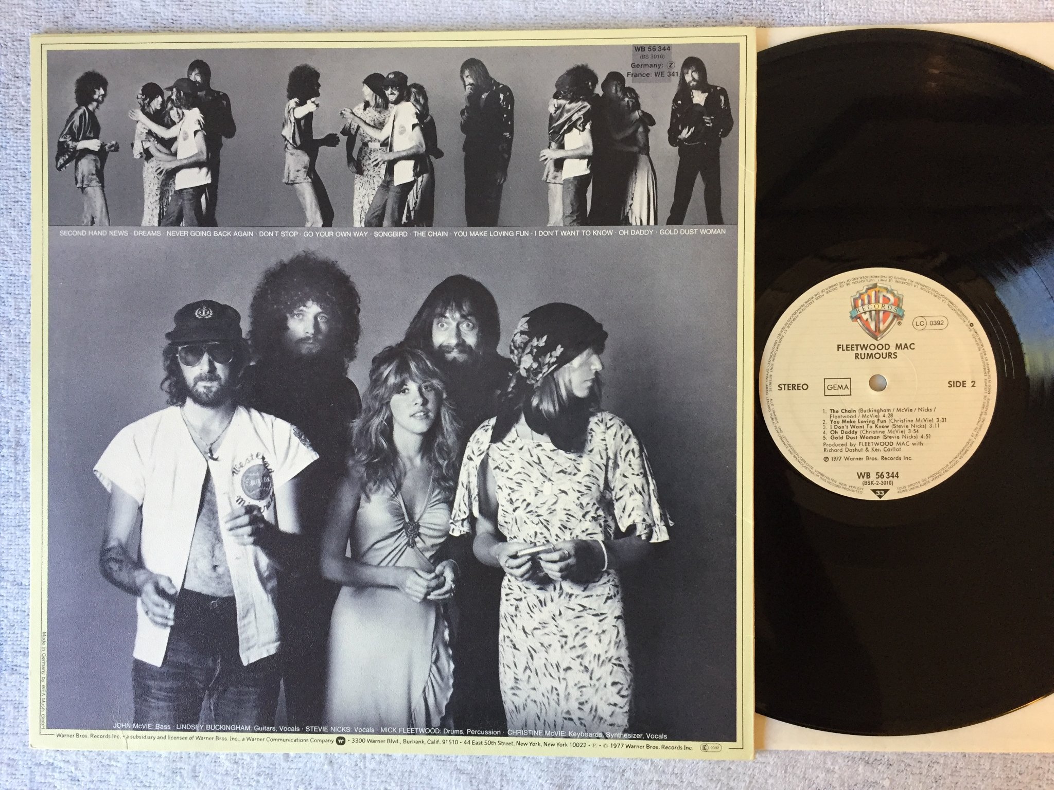 Omslagsbild för skivan FLEETWOOD MAC rumours LP -77 Ger  WARNER BROS WB 56344 "dreams"