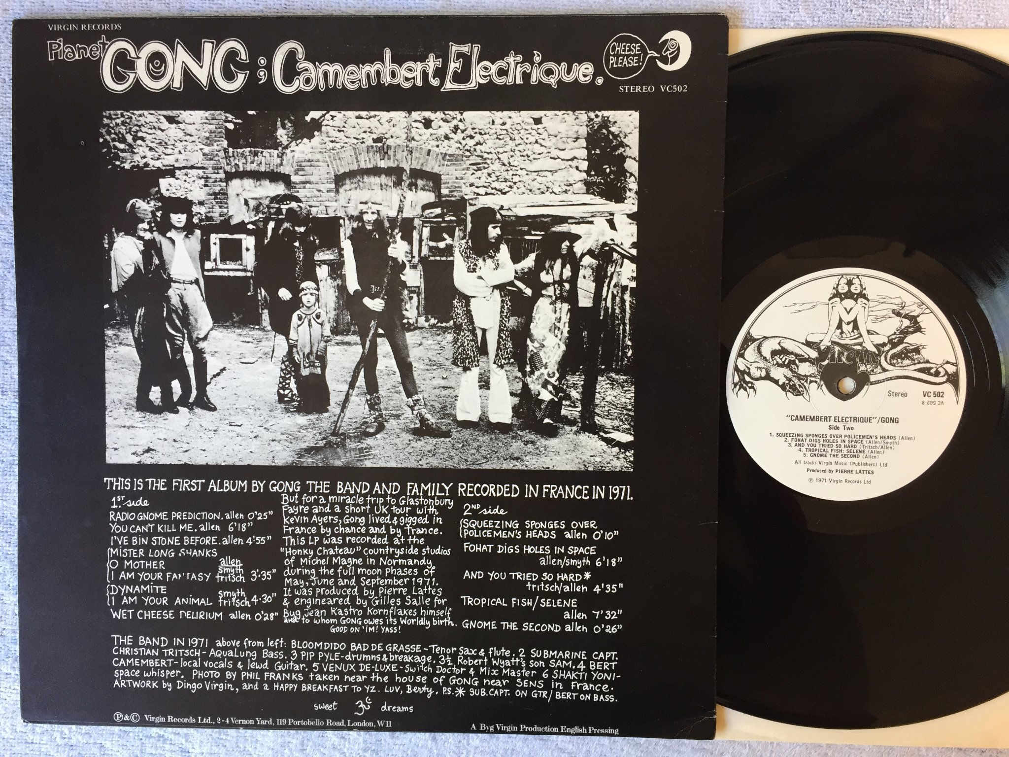 Omslagsbild för skivan GONG camembert electrique LP UK VIRGIN VC 502