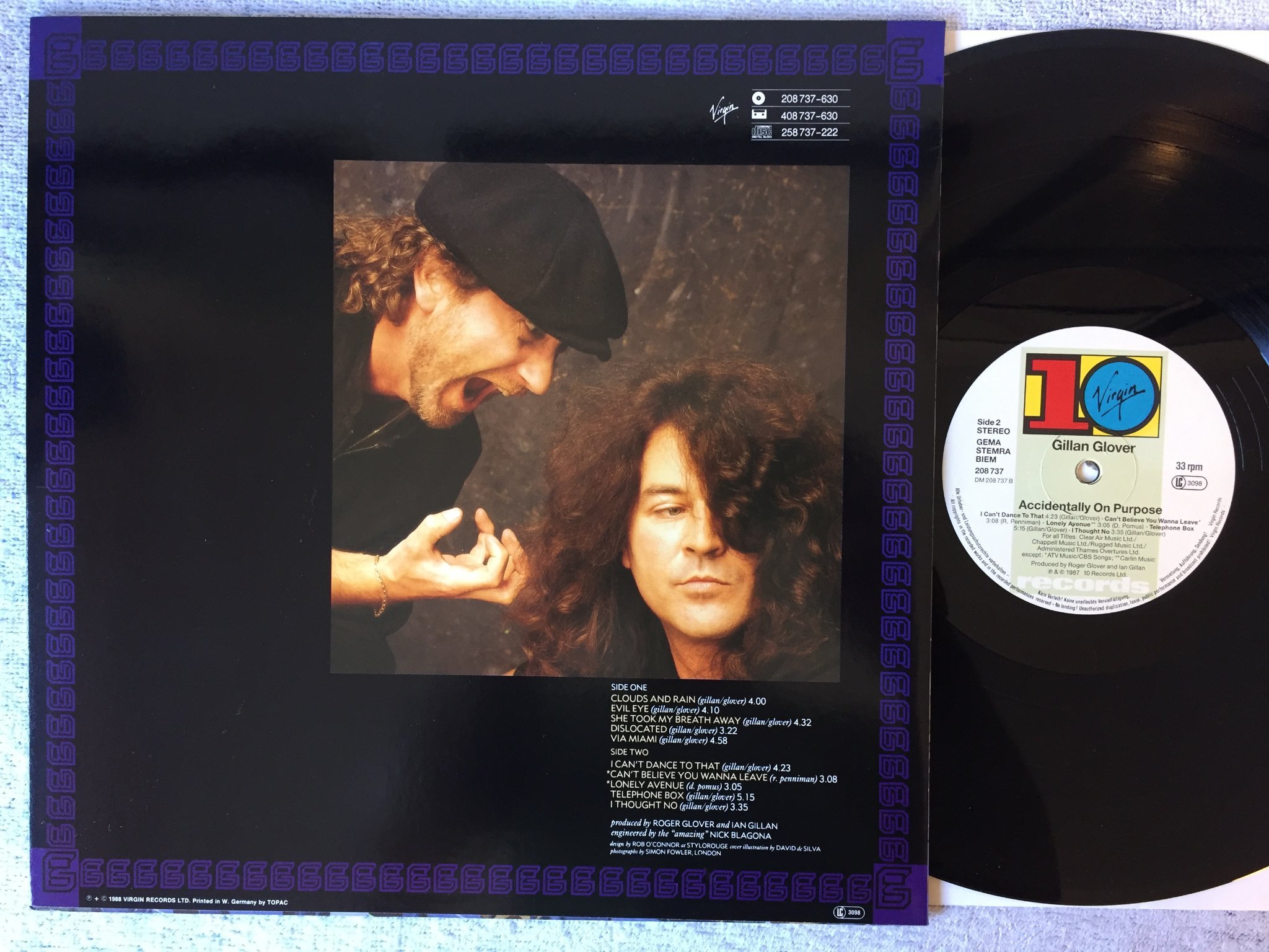 Omslagsbild för skivan GILLAN GLOVER accidentally on purpose LP -87 208737