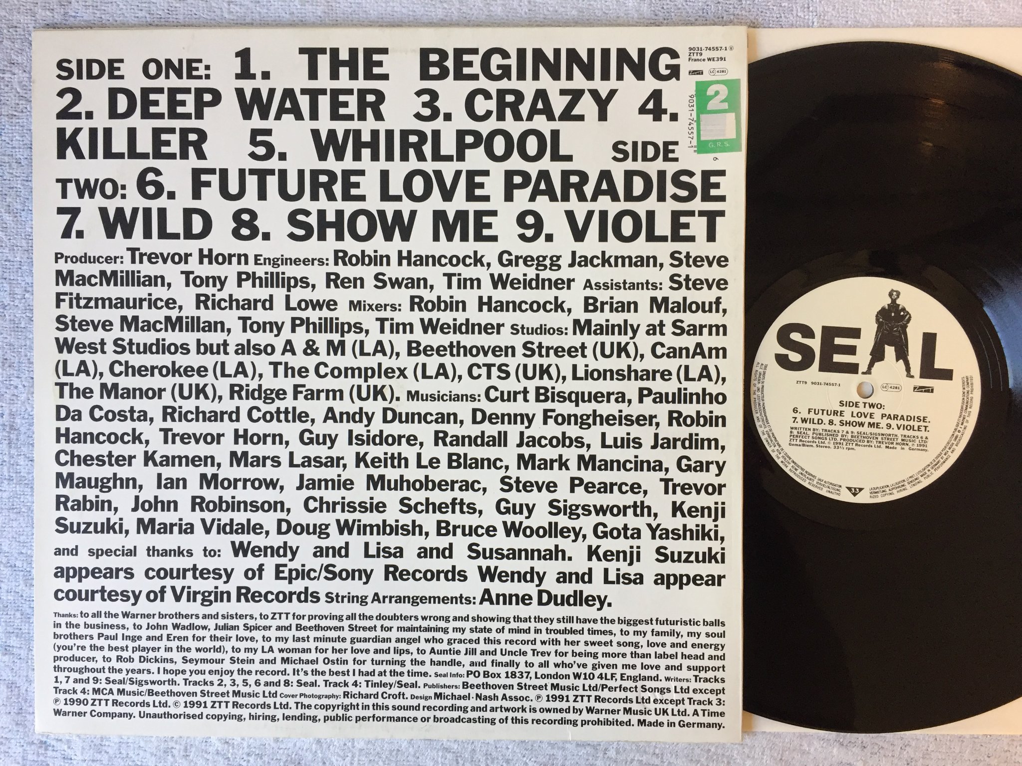 Omslagsbild för skivan SEAL s/t LP -91 ZTT 9031-74557-1