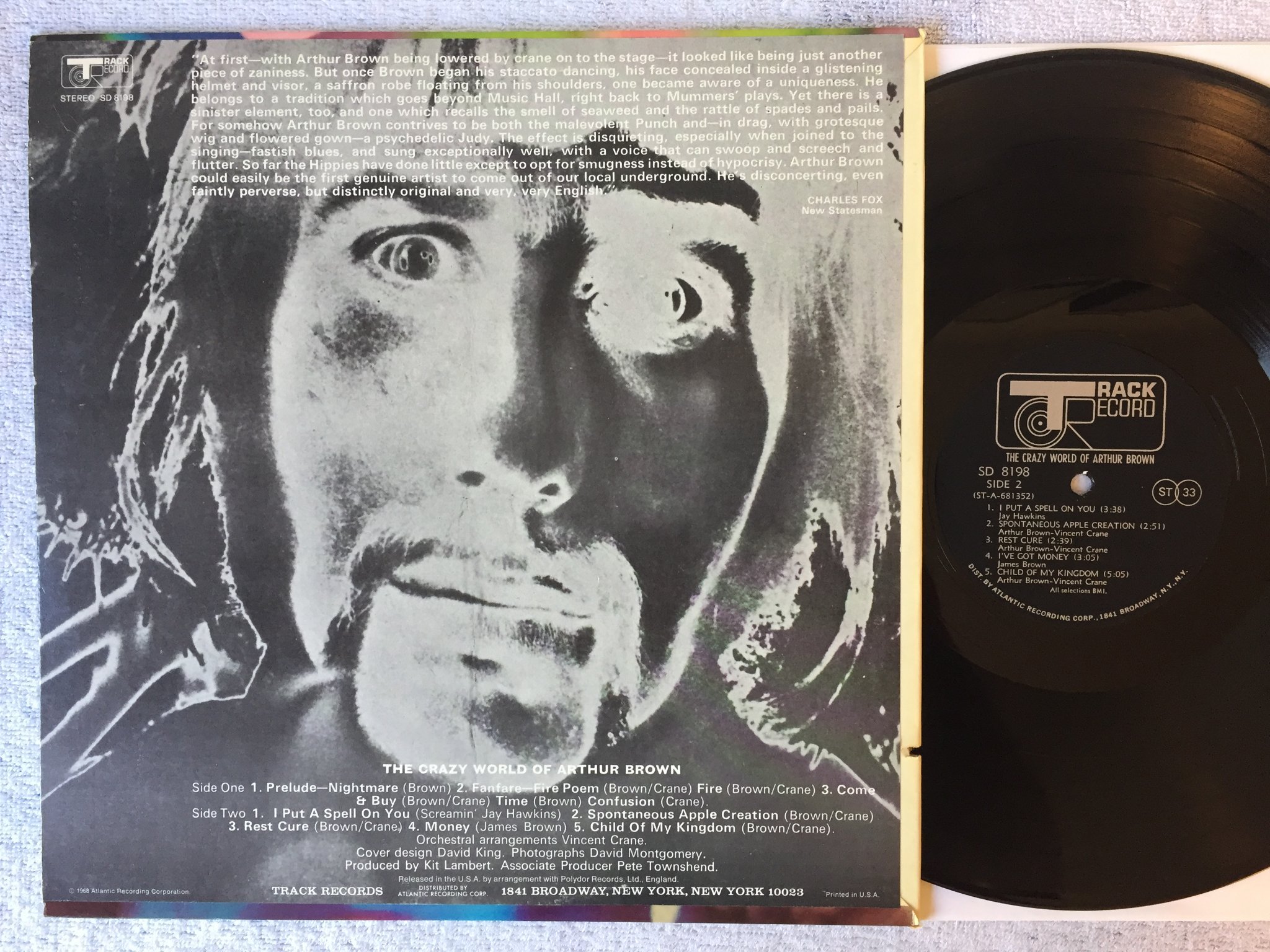 Omslagsbild för skivan THE CRAZY WORLD OF ARTHUR BROWN s/t LP -68 US TRACK SD 8198