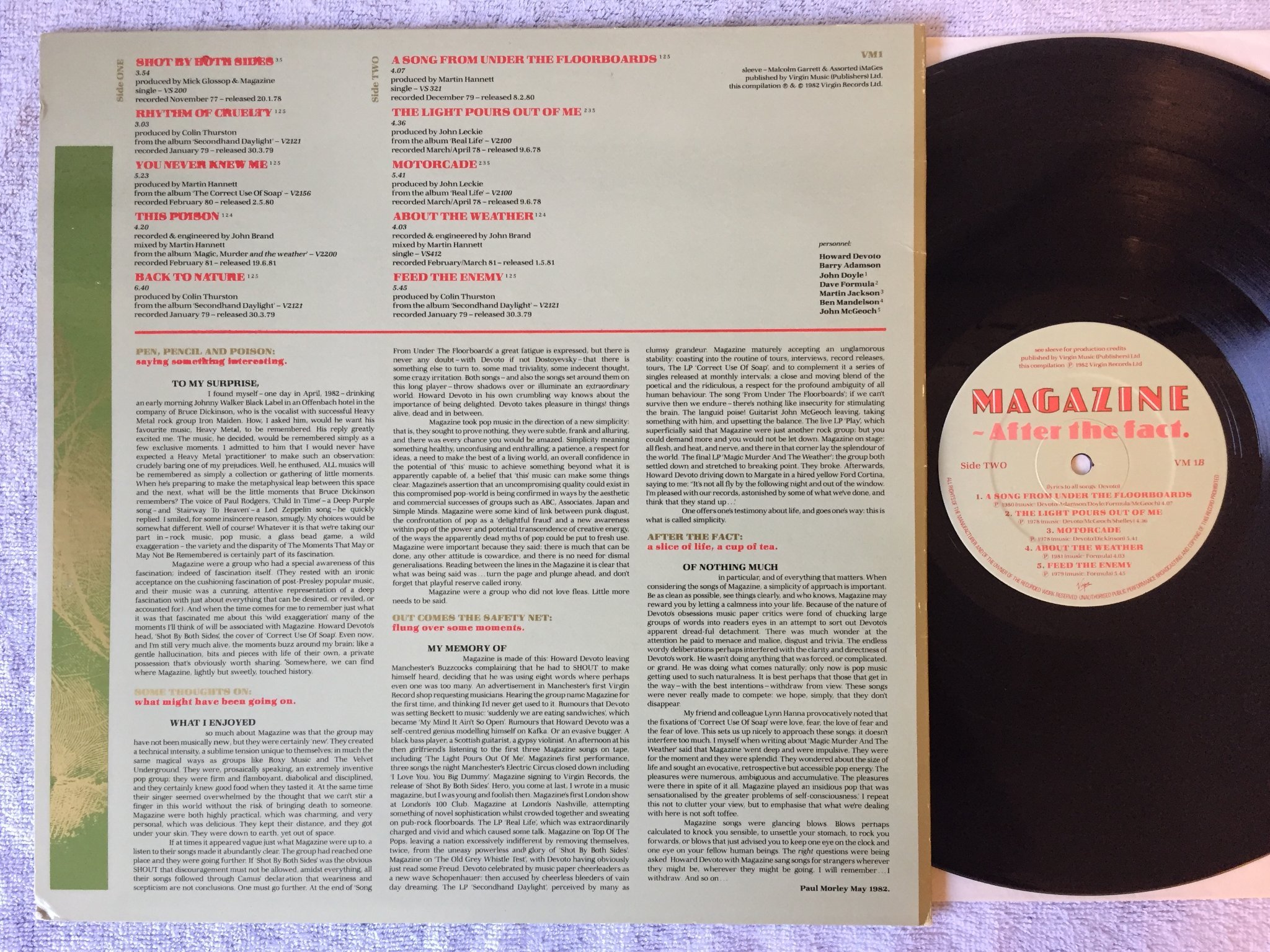 Omslagsbild för skivan MAGAZINE after the fact LP -82 VIRGIN VM 1