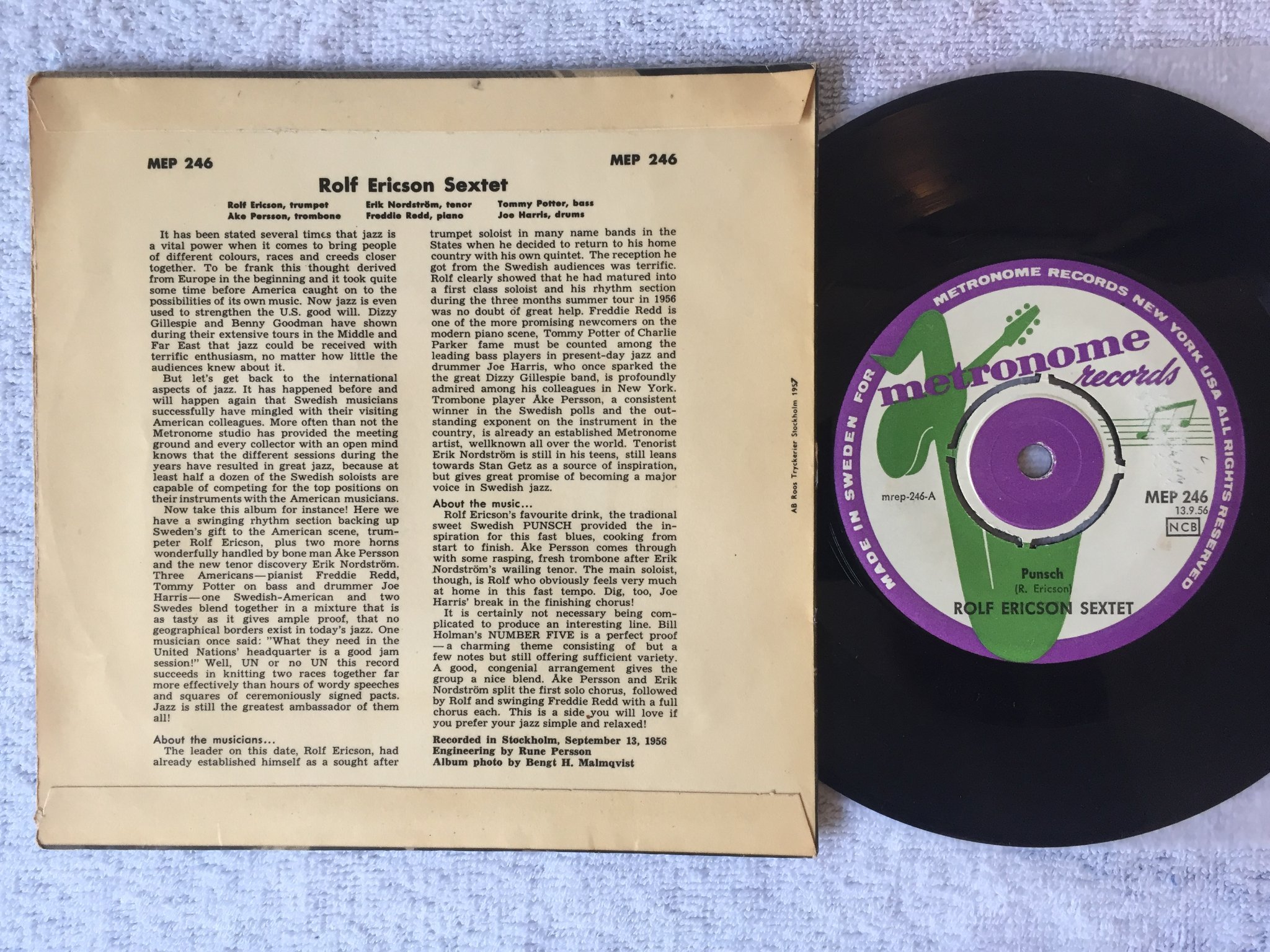 Omslagsbild för skivan ROLF ERICSON number five 7" METRONOME MEP 246