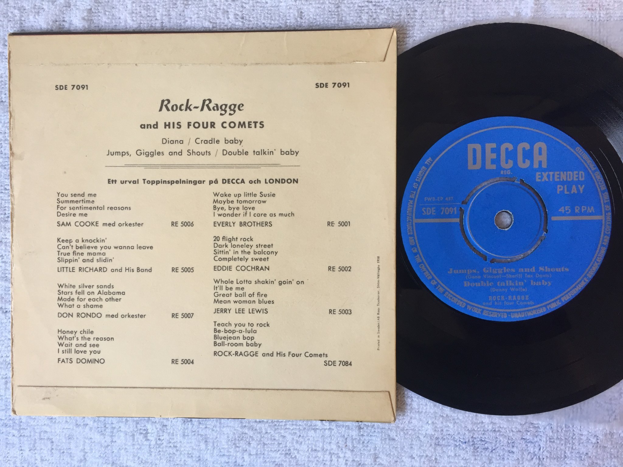 Omslagsbild för skivan ROCK RAGGE & HIS FOUR COMETS diana 7"ep DECCA SDE 7091 