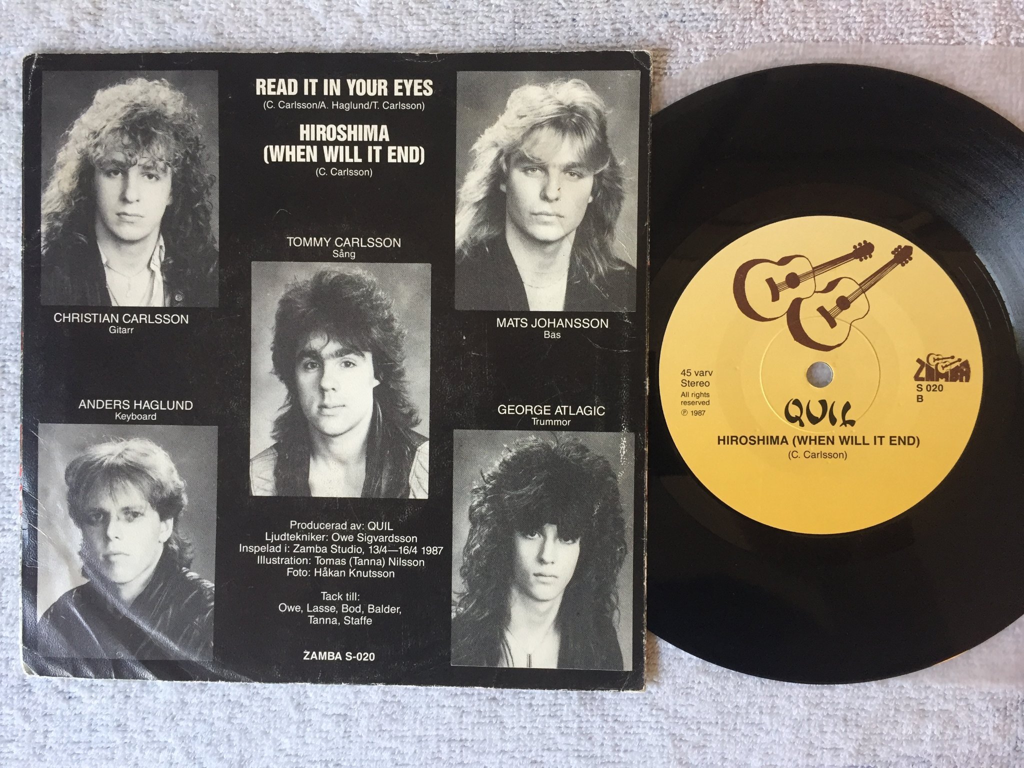 Omslagsbild för skivan QUIL read it in eyes 7" -87 Swe ZAMBA S 020 rare swedish metal