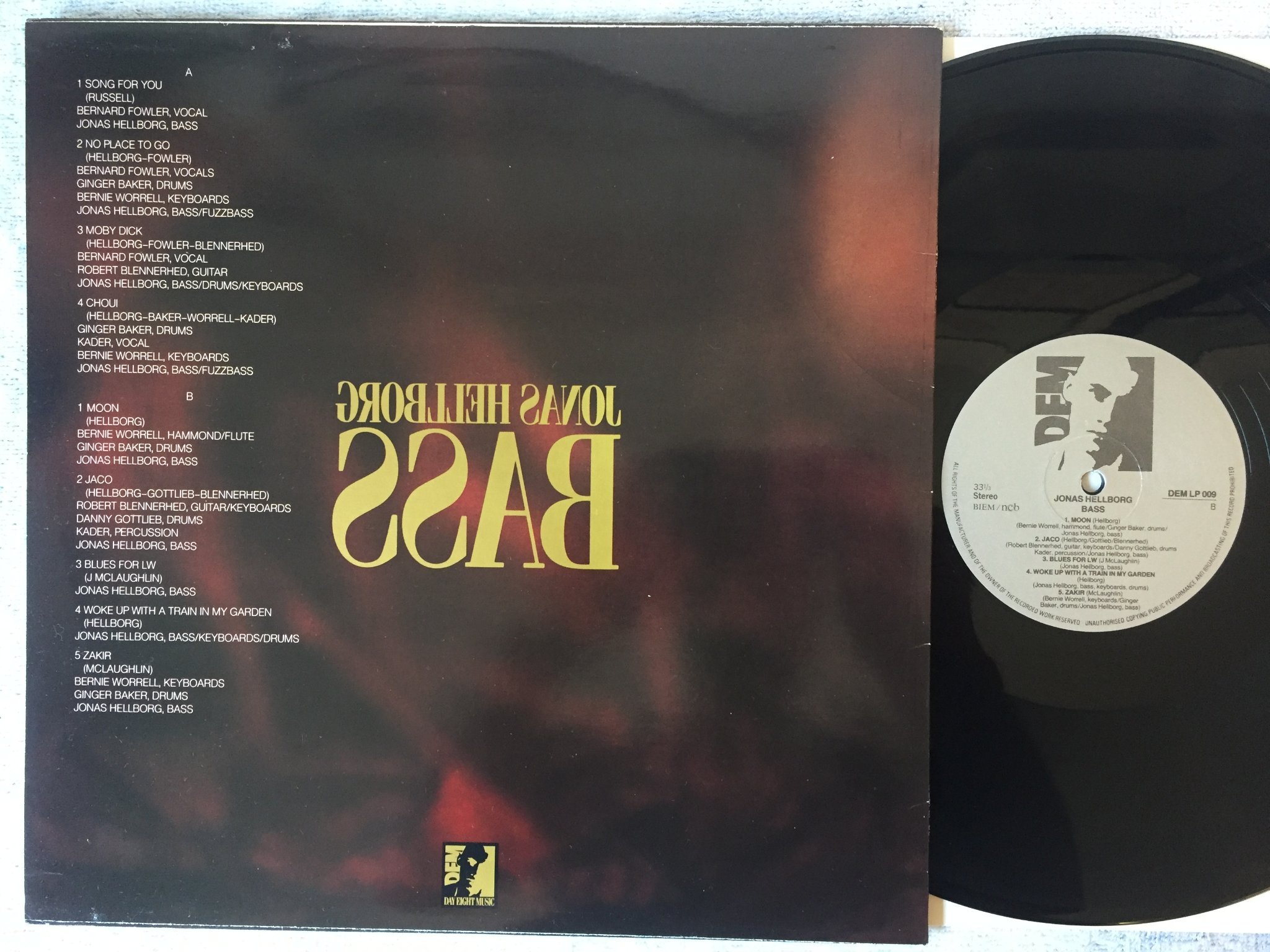 Omslagsbild för skivan JONAS HELLBORG bass LP -88 DAY EIGHT MUSIC DEM LP 009