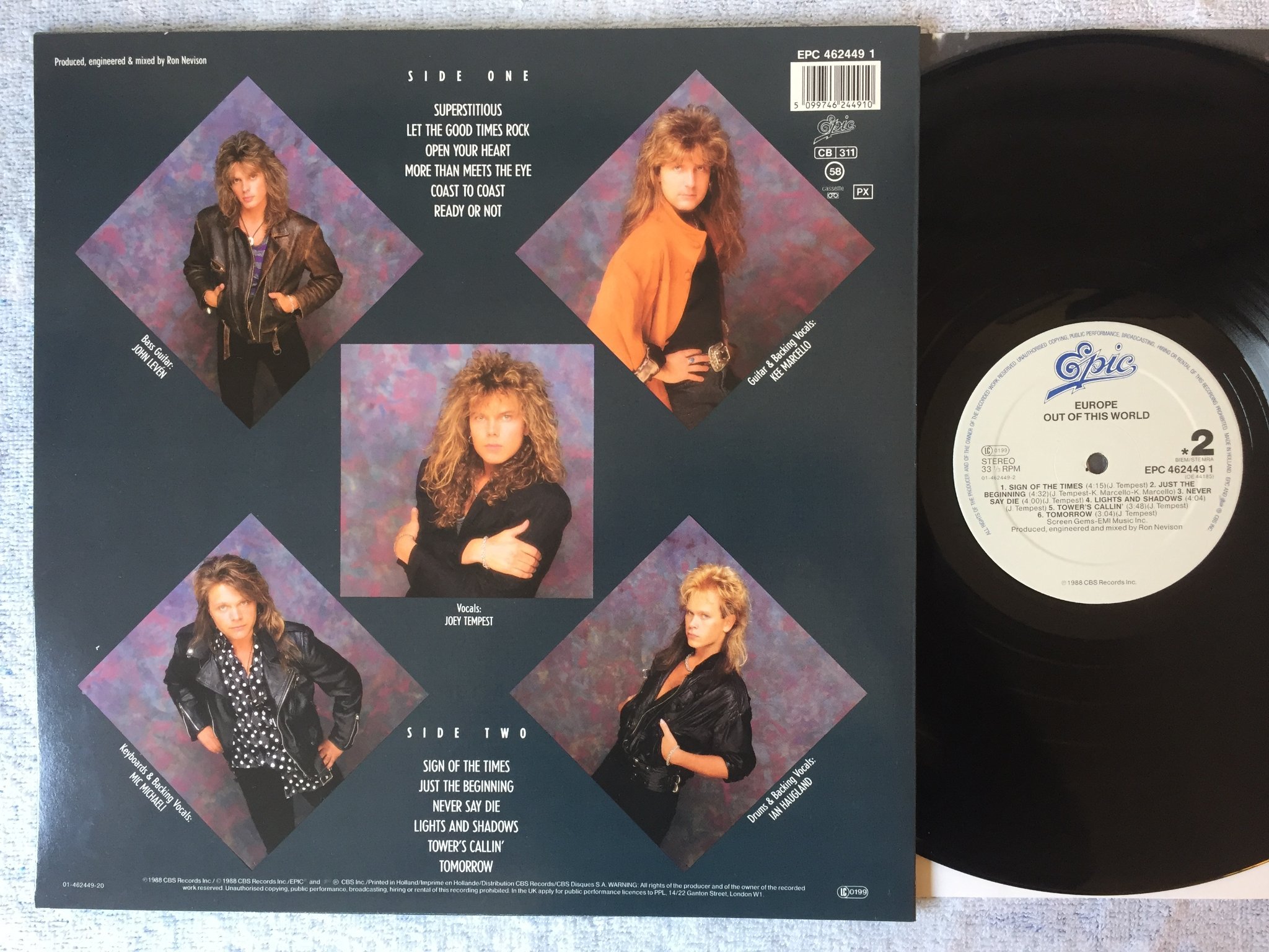 Omslagsbild för skivan EUROPE out of this world LP -88 Hol EPIC 462449 1