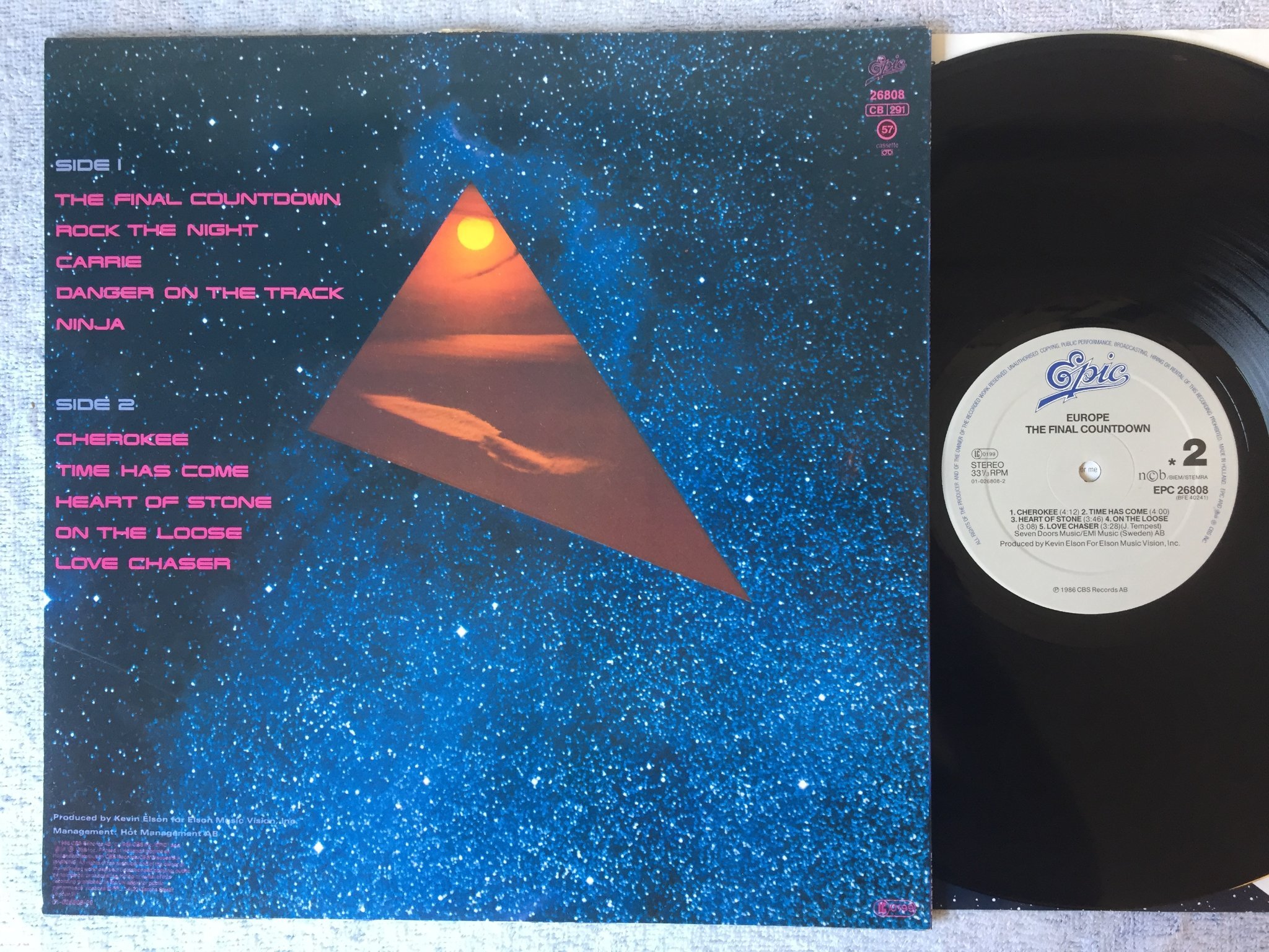 Omslagsbild för skivan EUROPE the final countdown LP -86 Hol EPIC 26808 inkl. POSTER