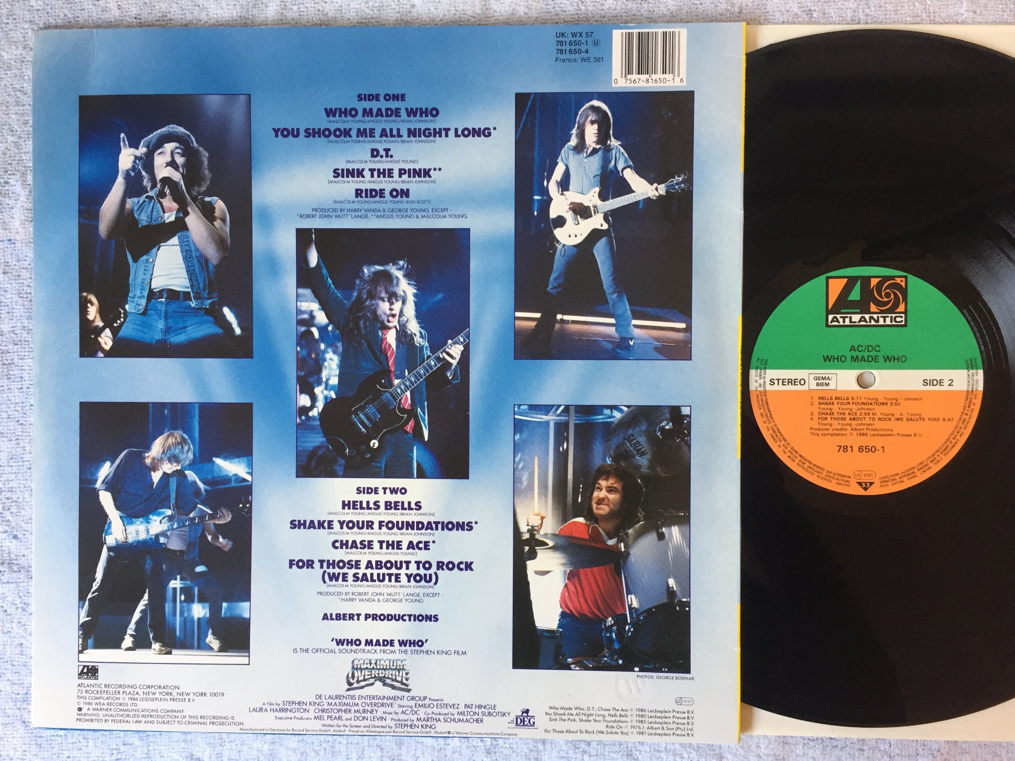 Omslagsbild för skivan AC/DC who made who LP Ger ATLANTIC 781650-1