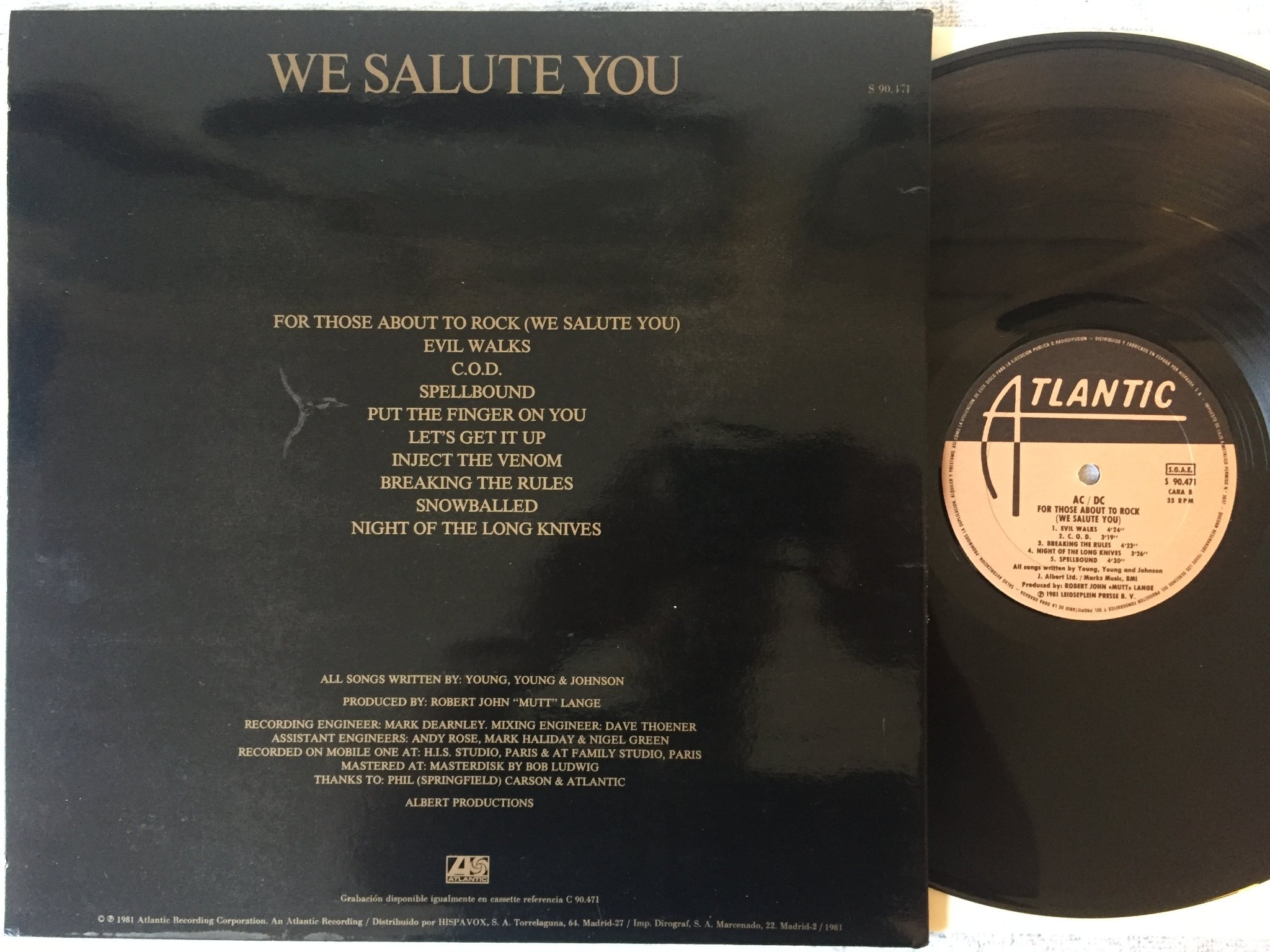 Omslagsbild för skivan AC/DC for those about to rock LP Spain ATLANTIC S 90471