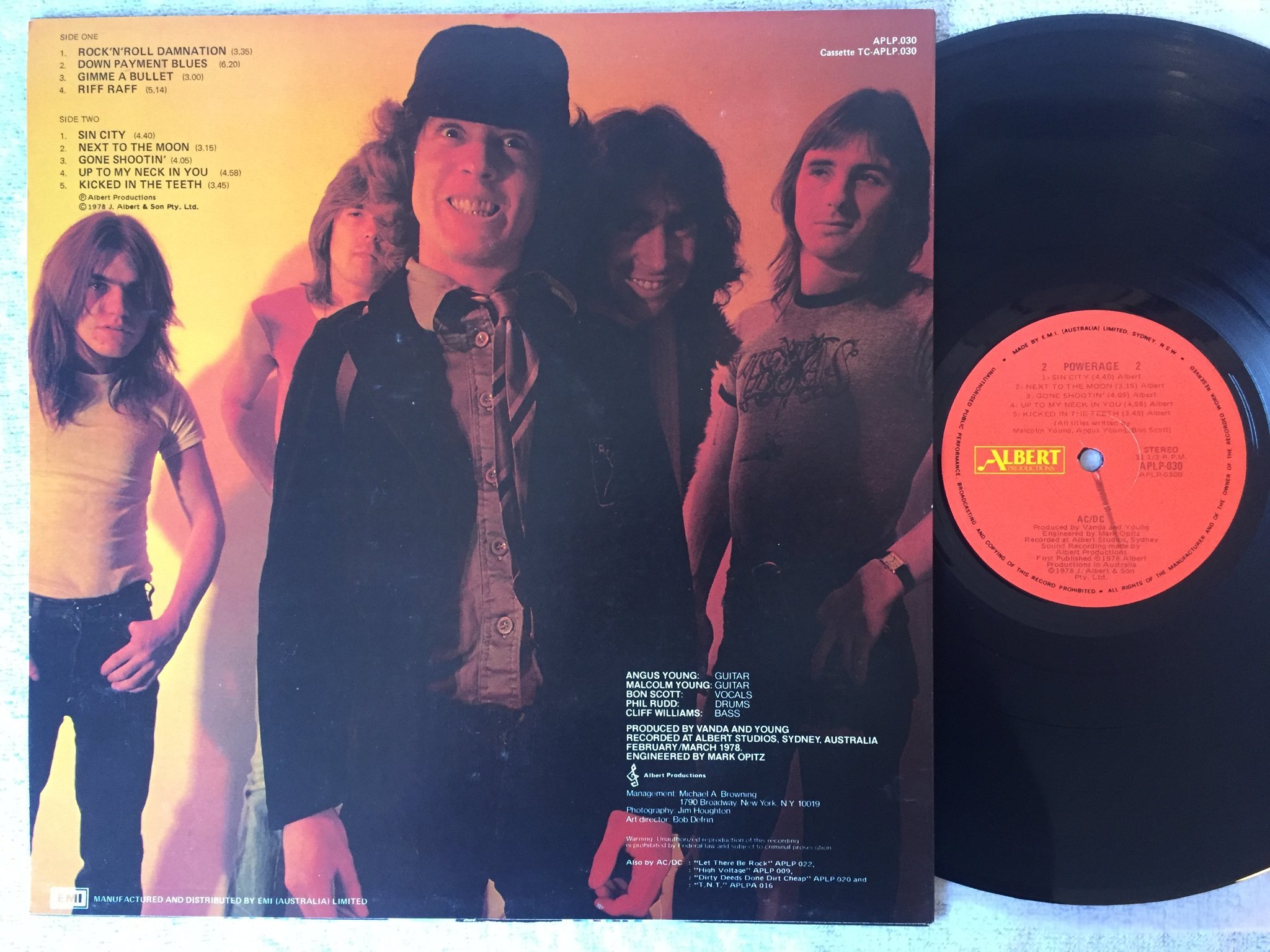 Omslagsbild för skivan AC/DC powerage LP Australia ALBERT APLP-030