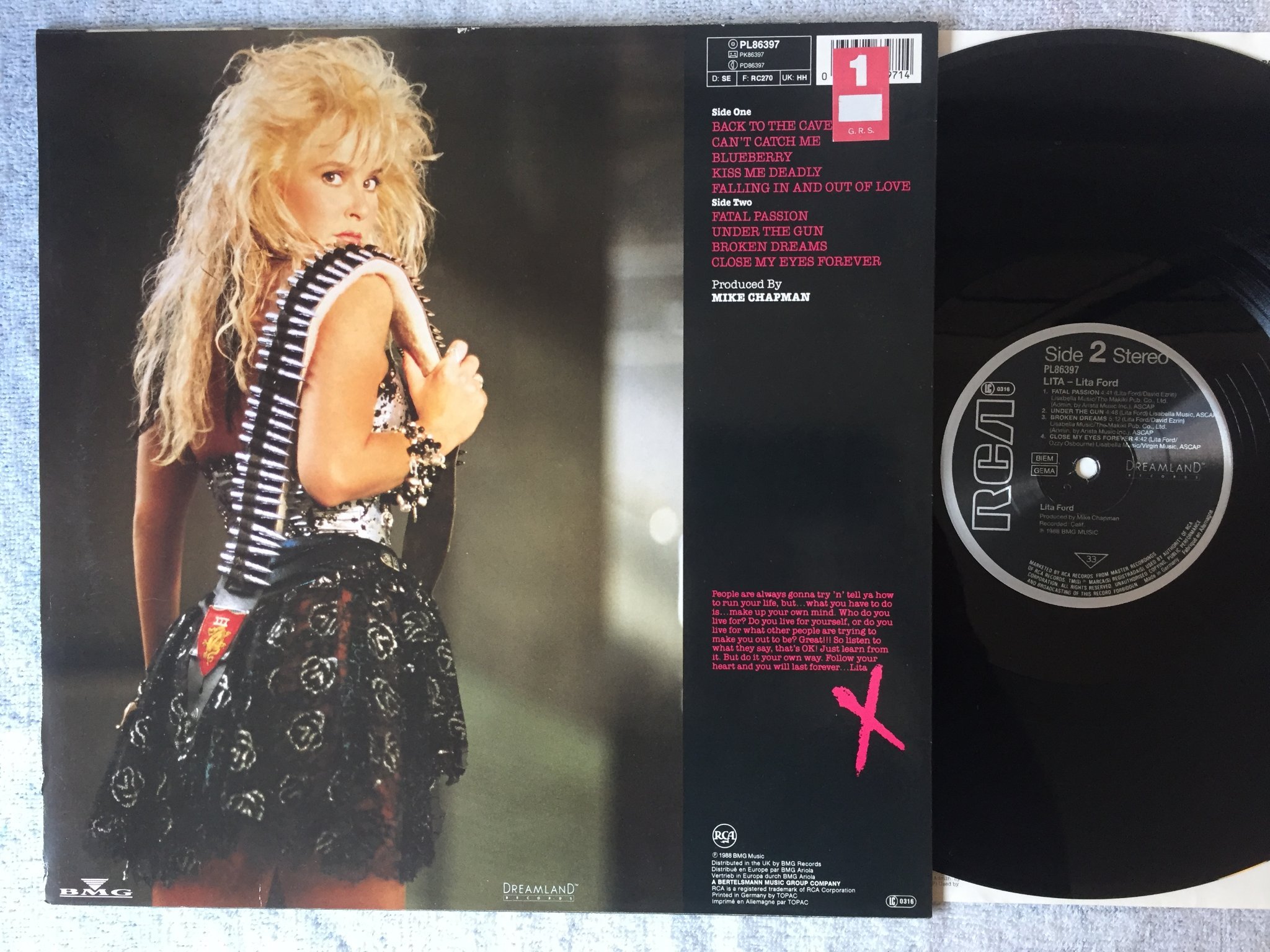 Omslagsbild för skivan LITA FORD Lita LP -88 RCA PL86397