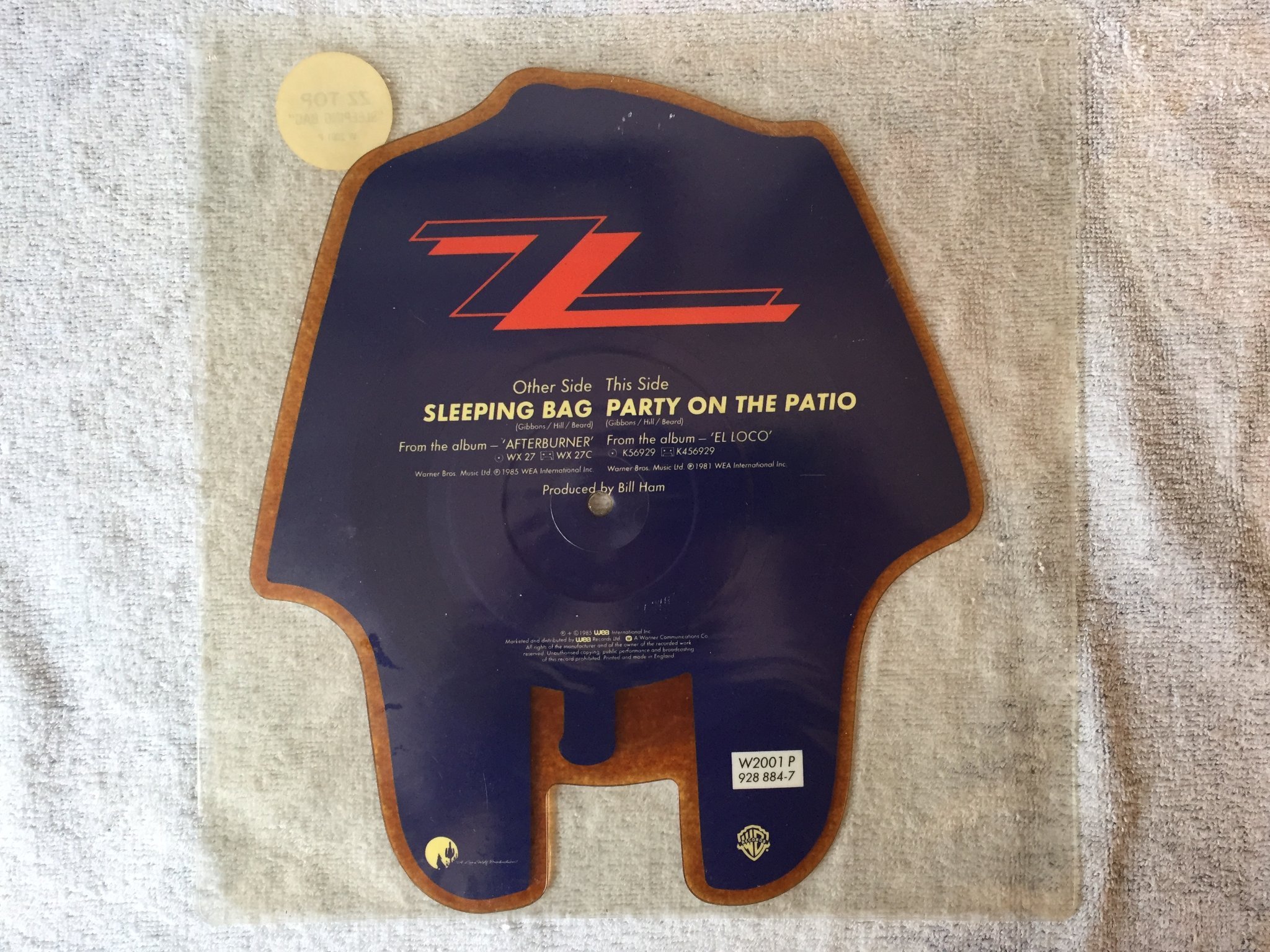 Omslagsbild för skivan ZZ TOP sleeping bag PICTURE DISC W 2001 P    