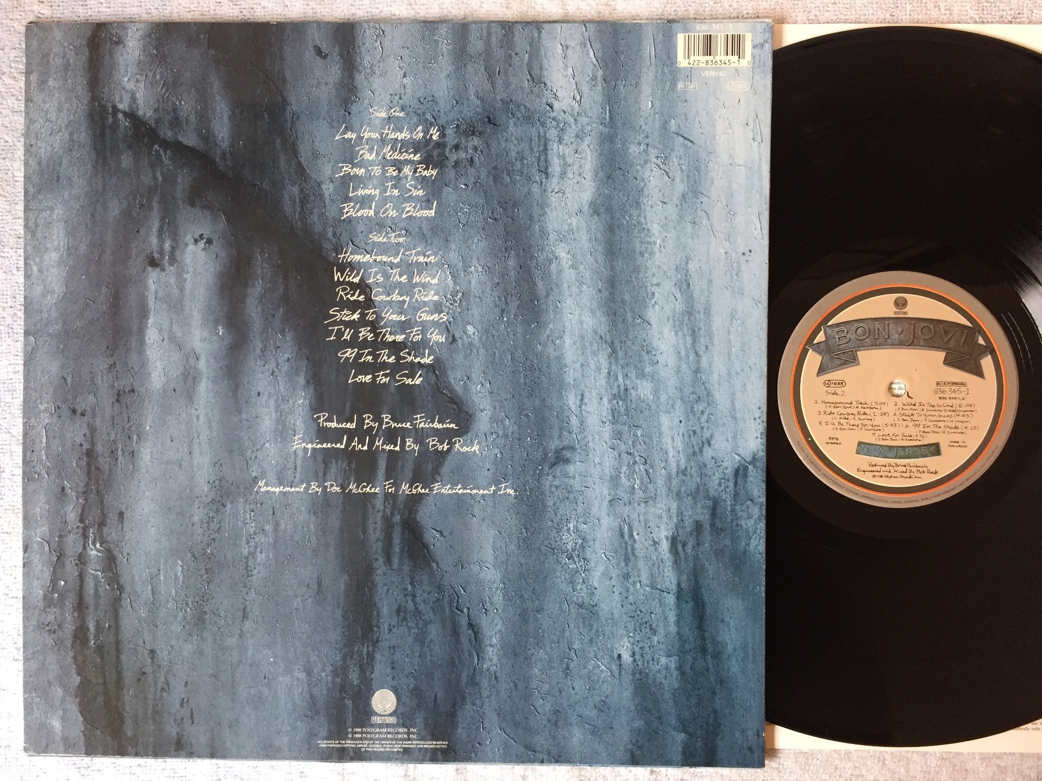 Omslagsbild för skivan BON JOVI New Jersey LP -88 VERTIGO 836 345-1