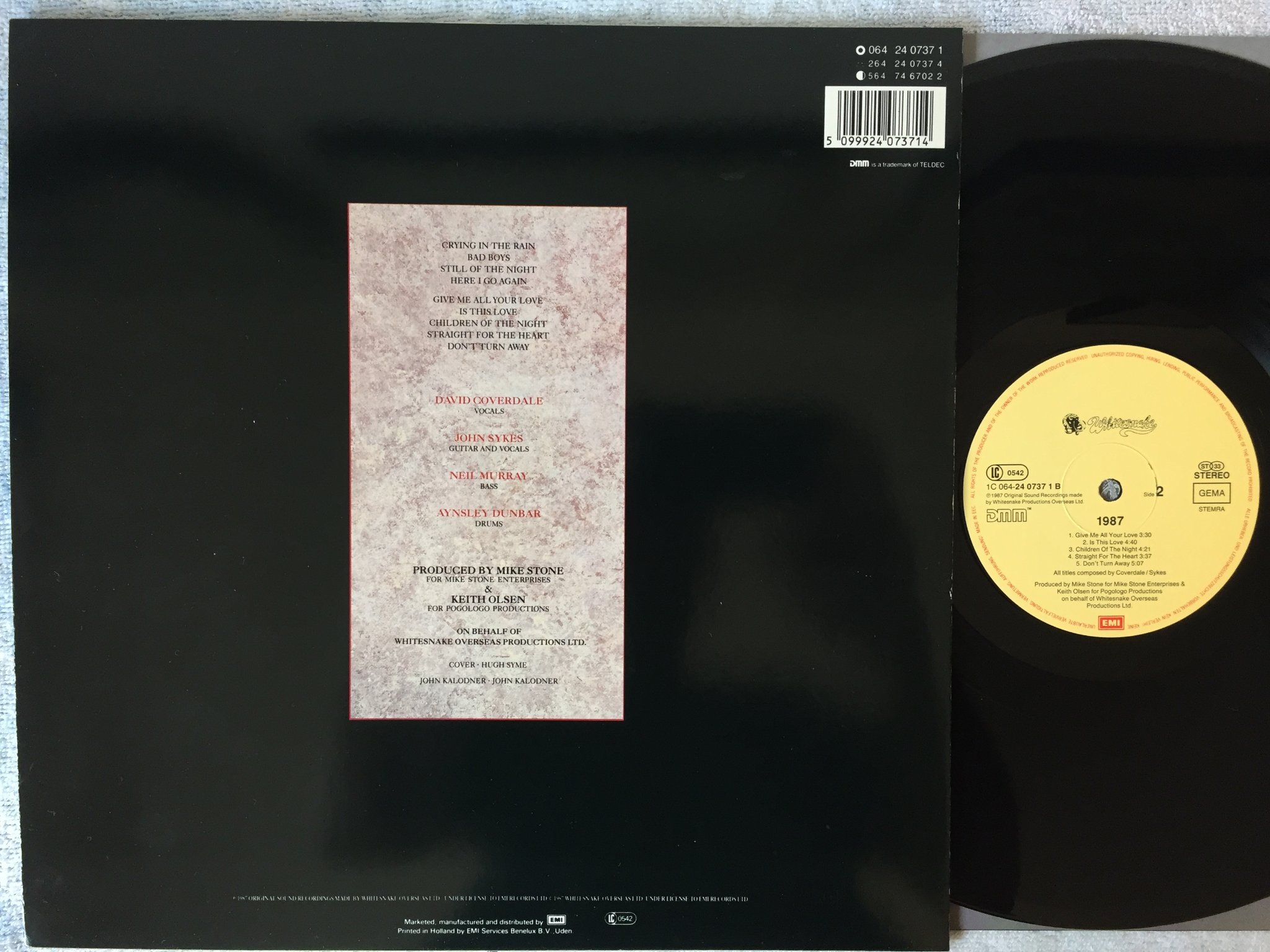 Omslagsbild för skivan WHITESNAKE 1987 LP -87 GEFFEN 1C 064-240737 1