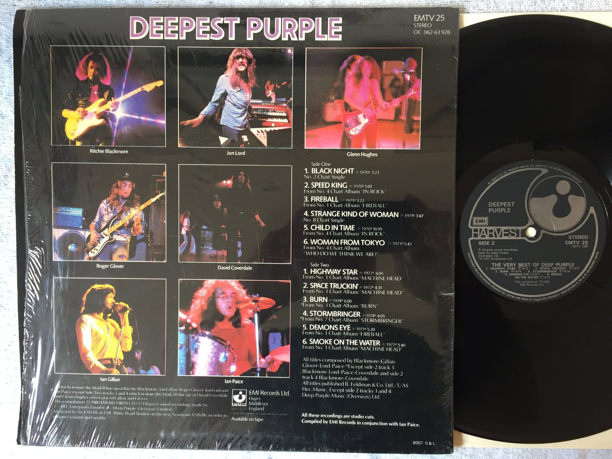 Omslagsbild för skivan DEEP PURPLE deepest purple LP UK HARVEST EMTV 25
