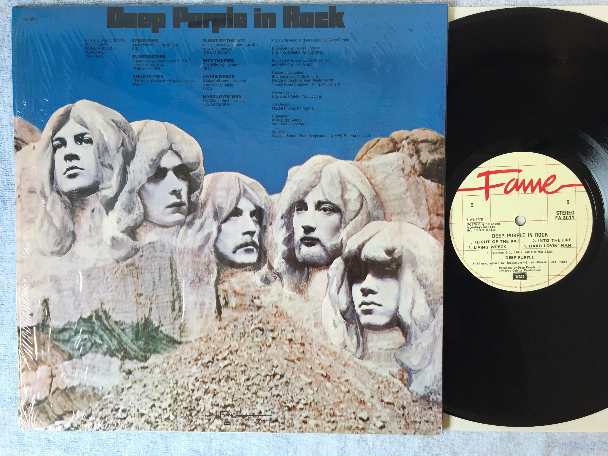 Omslagsbild för skivan DEEP PURPLE in rock LP re UK FAME FA 3011