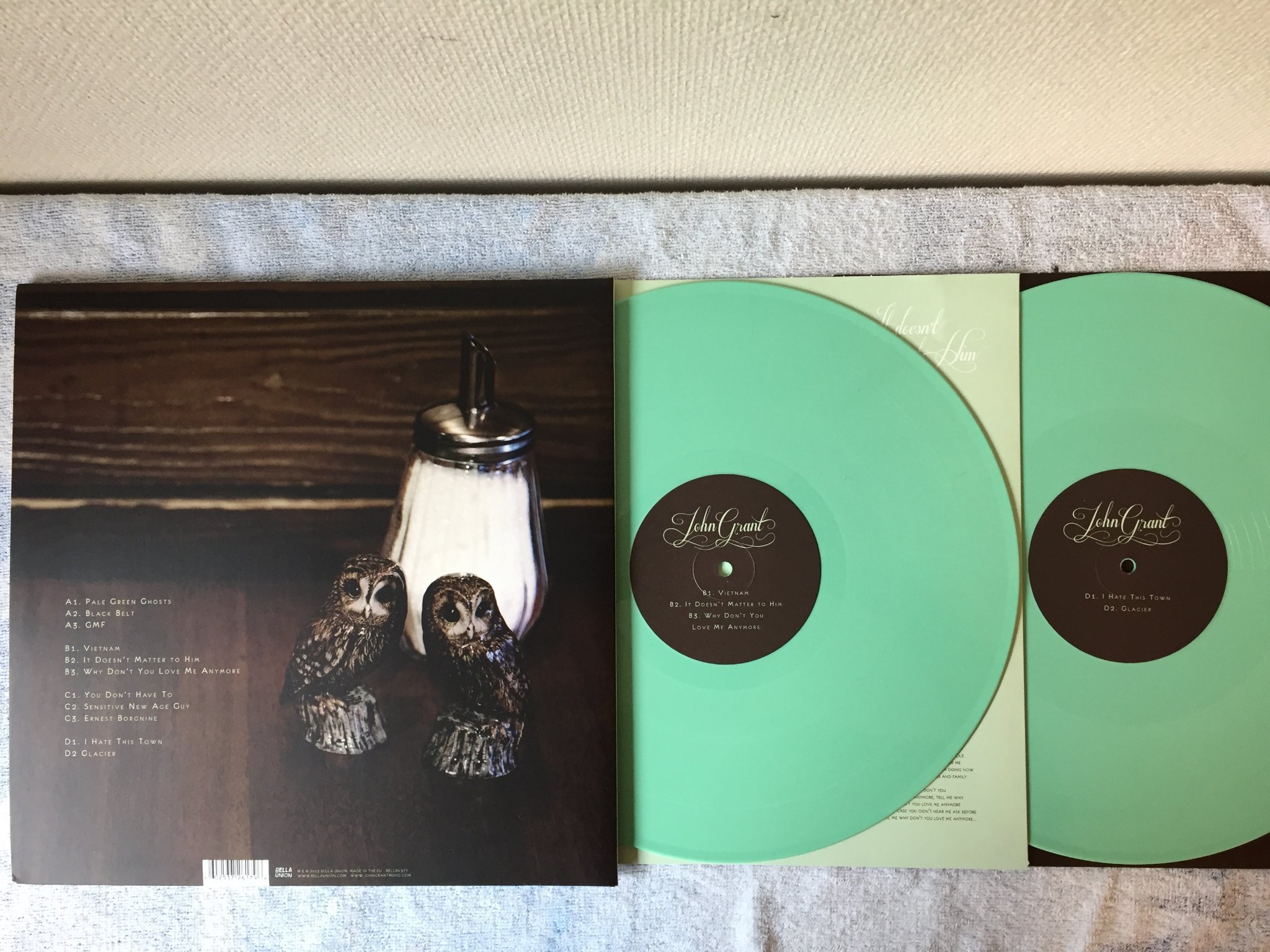 Omslagsbild för skivan JOHN GRANT Pale Green Ghosts 2xLP 2013 BELLA UNION BELLAV377 green vinyl