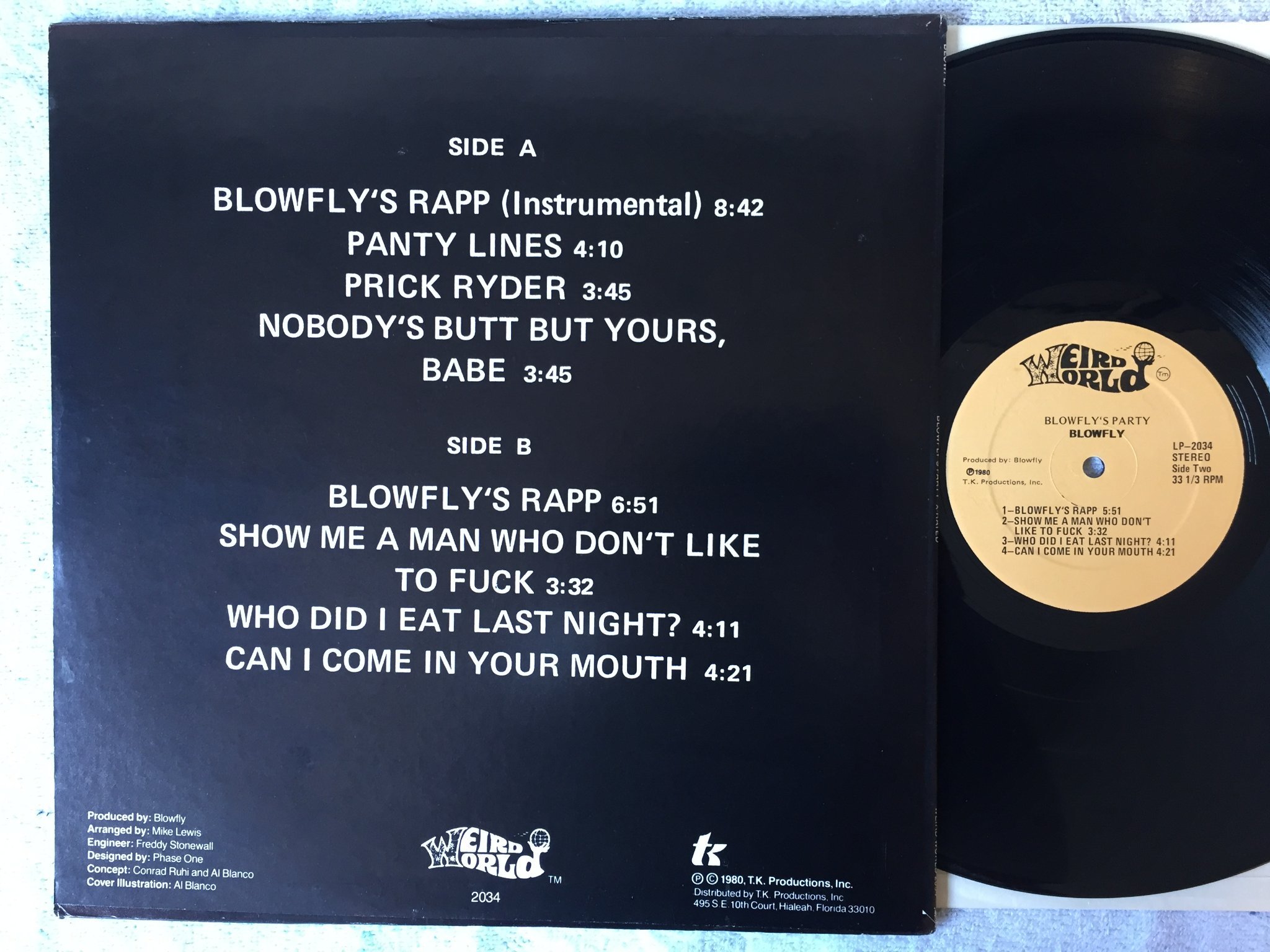 Omslagsbild för skivan BLOWFLY Blowfly's party LP -80 US WEIRD WORLD LP-2034
