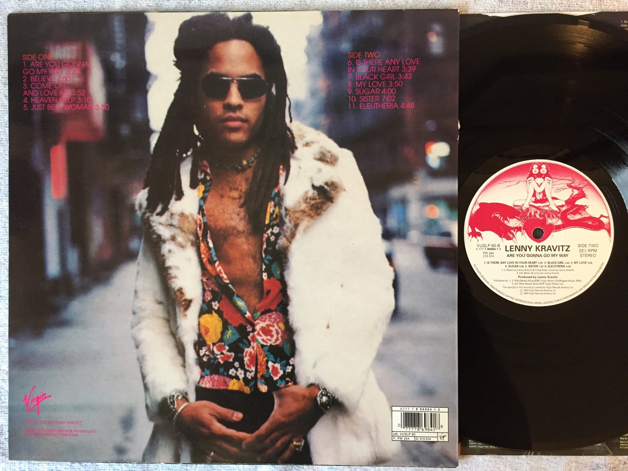 Omslagsbild för skivan LENNY KRAVITZ are you gonna go my way LP -93  VIRGIN VUSLP 60