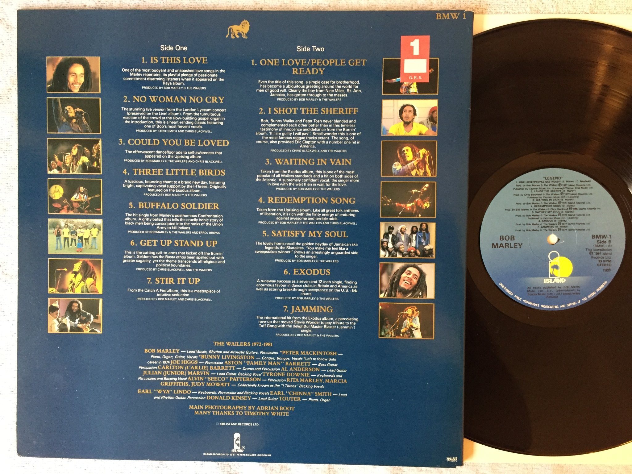 Omslagsbild för skivan BOB MARLEY legend LP -84 ISLAND BMW-1