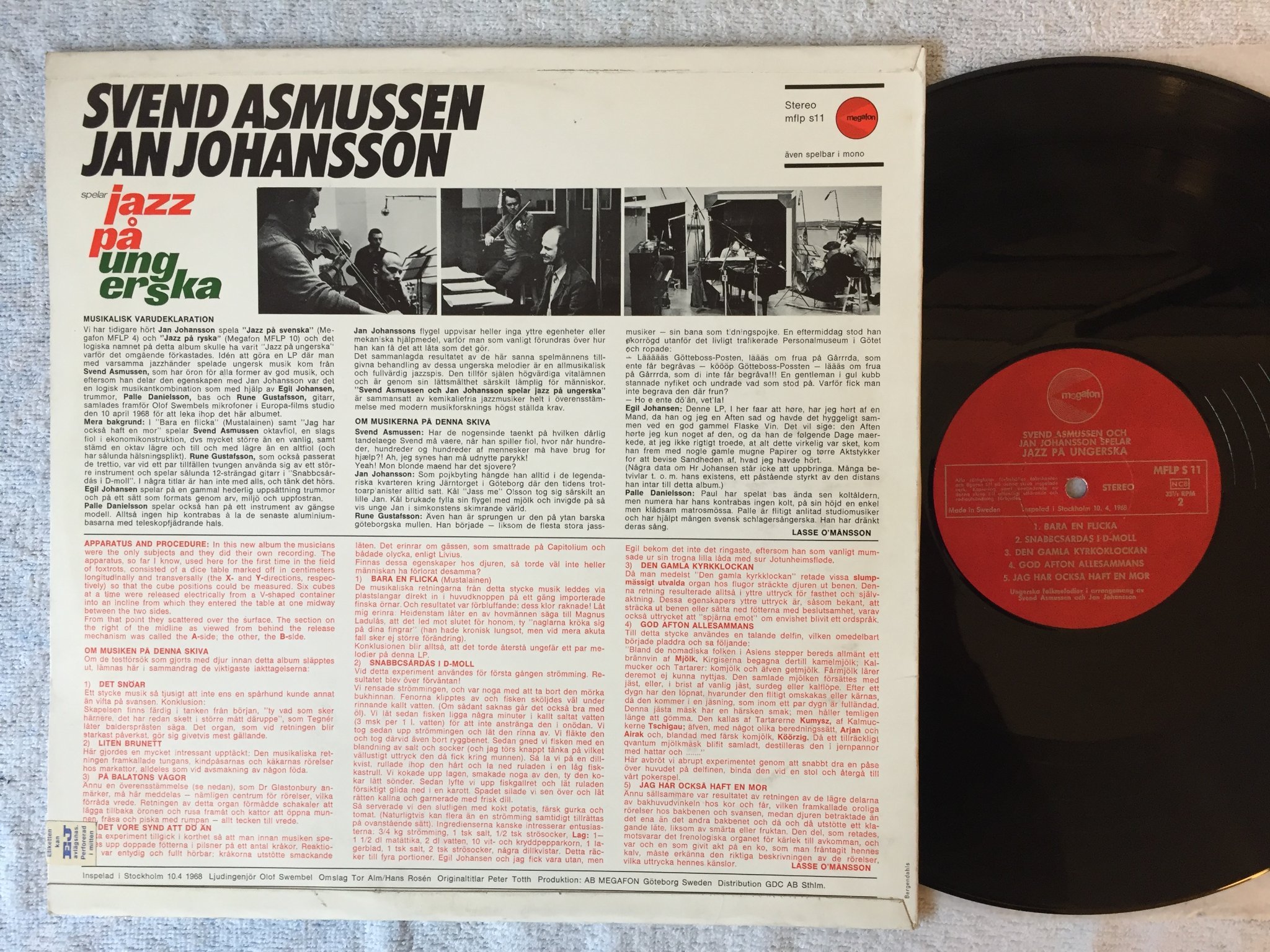 Omslagsbild för skivan JAN JOHANSSON jazz på ungerska. LP -68 Swe MEAGAFON MFLP S 11
