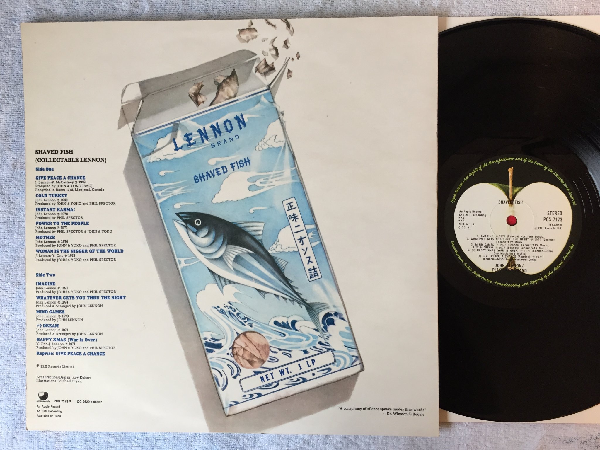 Omslagsbild för skivan JOHN LENNON / PLASTIC ONO BAND shaved fish LP -75 UK APPLE PCS 7173