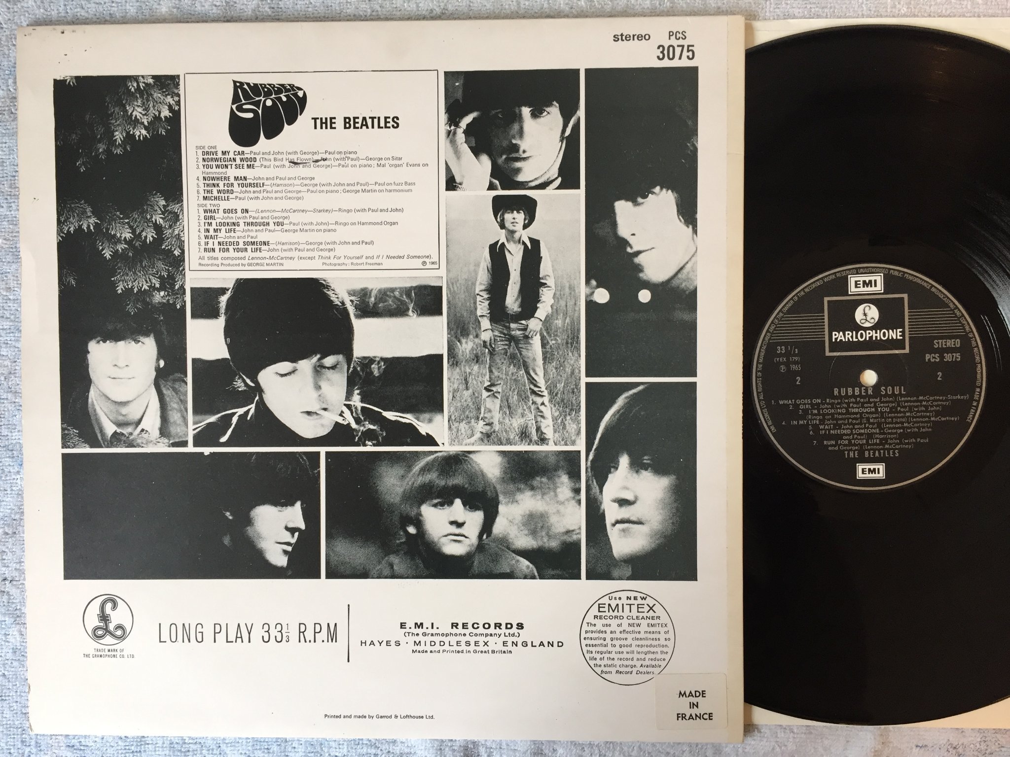Omslagsbild för skivan THE BEATLES rubber soul LP France EMI / PARLOPHONE PCS 3075